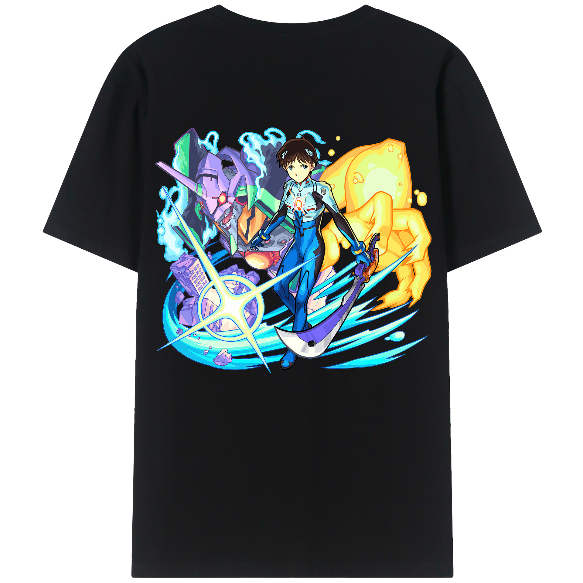 （画像用） EVA 新世紀エヴァンゲリオン 綿100％ メンズ半袖Tシャツ（バックプリント） 通気性