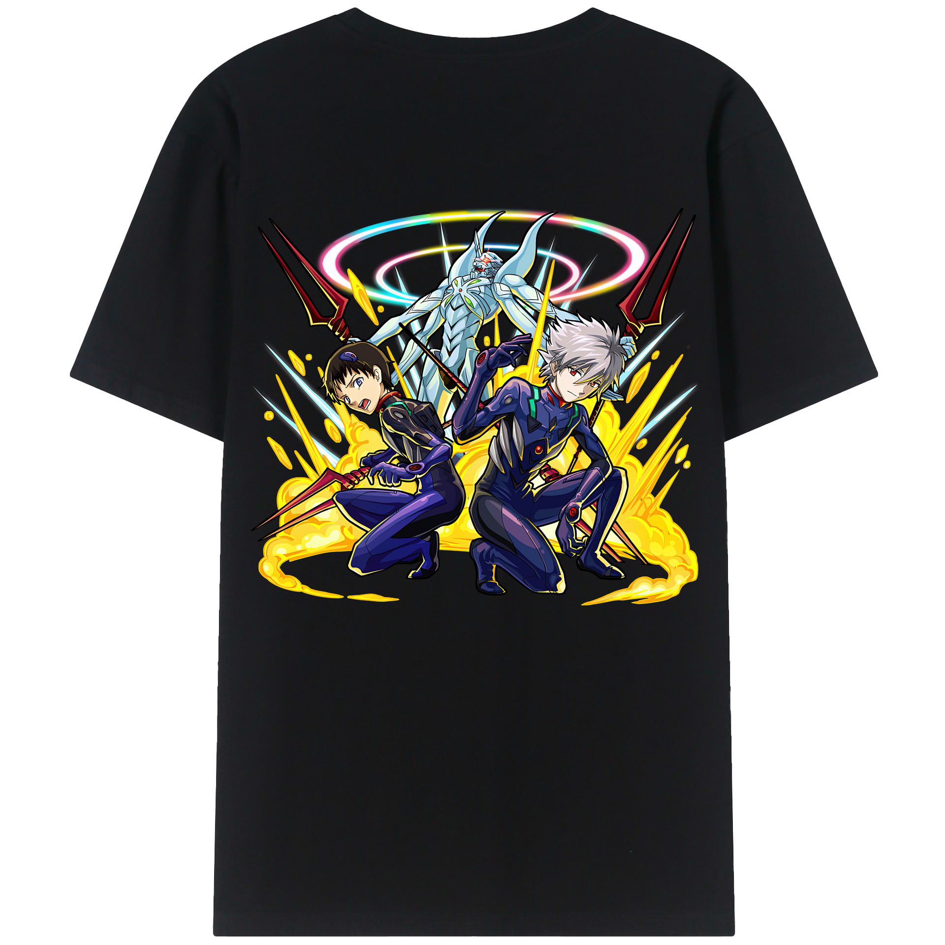 （画像用） EVA 新世紀エヴァンゲリオン 綿100％ メンズ半袖Tシャツ（バックプリント） 通気性