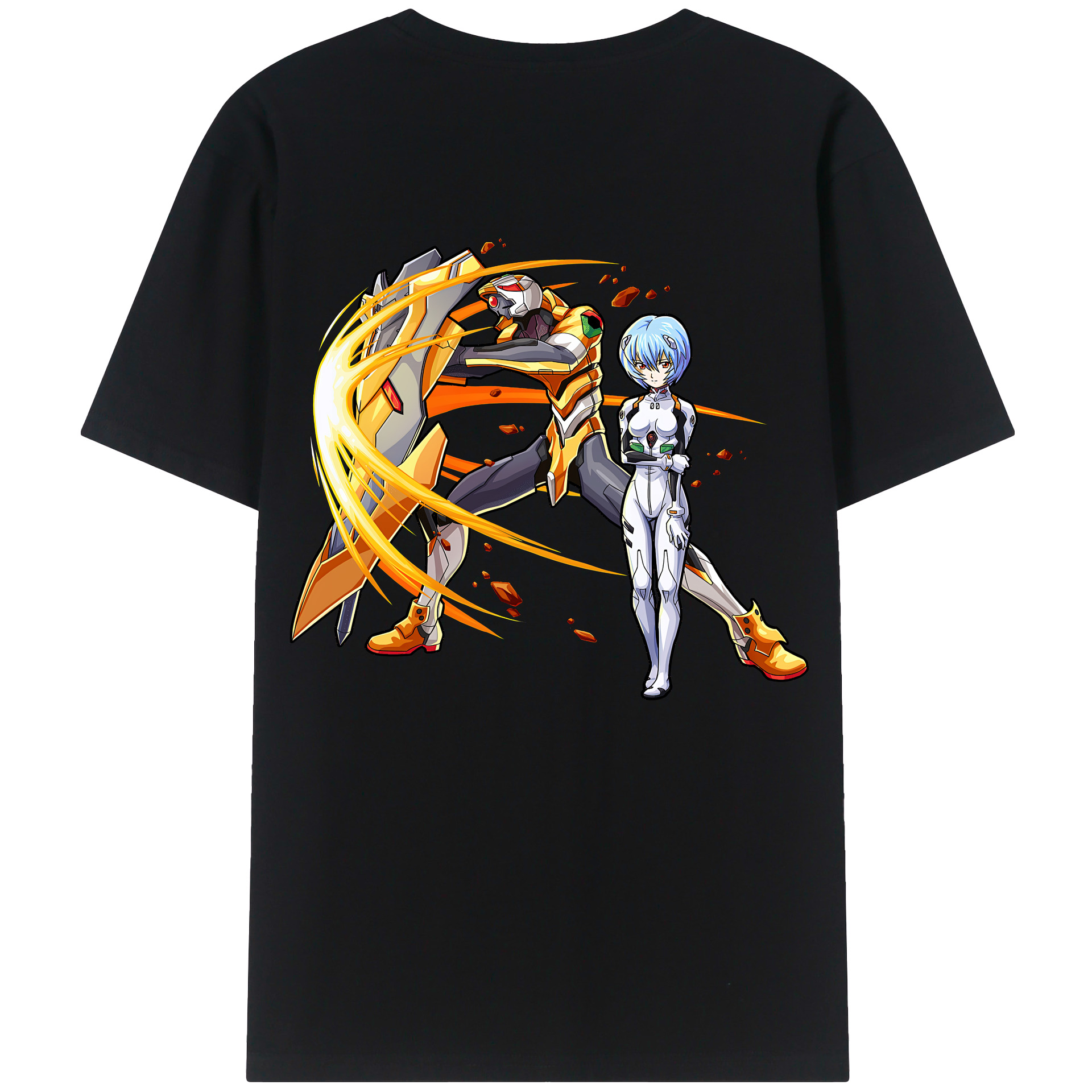 （画像用） EVA 新世紀エヴァンゲリオン 綿100％ メンズ半袖Tシャツ（バックプリント） 通気性