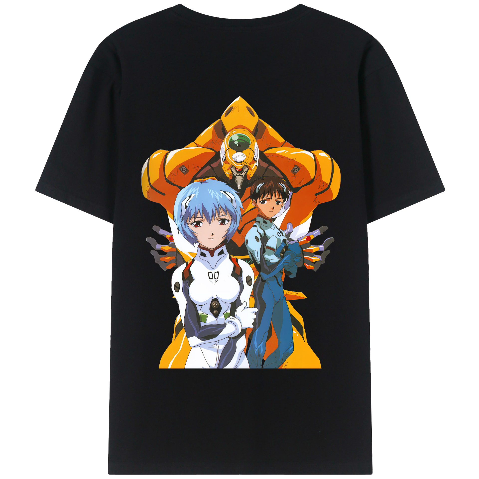 （画像用） EVA 新世紀エヴァンゲリオン 綿100％ メンズ半袖Tシャツ（バックプリント） 通気性