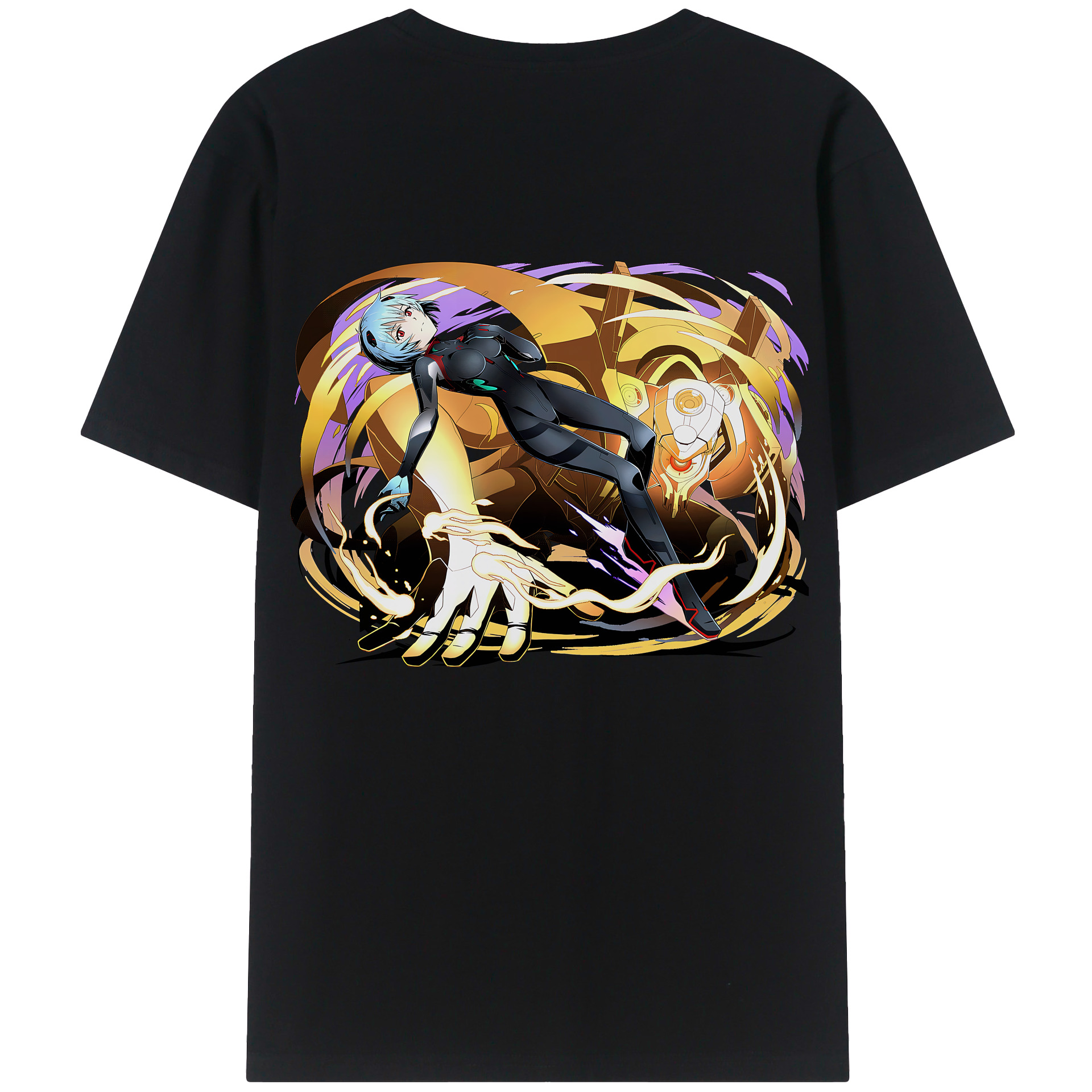 （画像用） EVA 新世紀エヴァンゲリオン 綿100％ メンズ半袖Tシャツ（バックプリント） 通気性