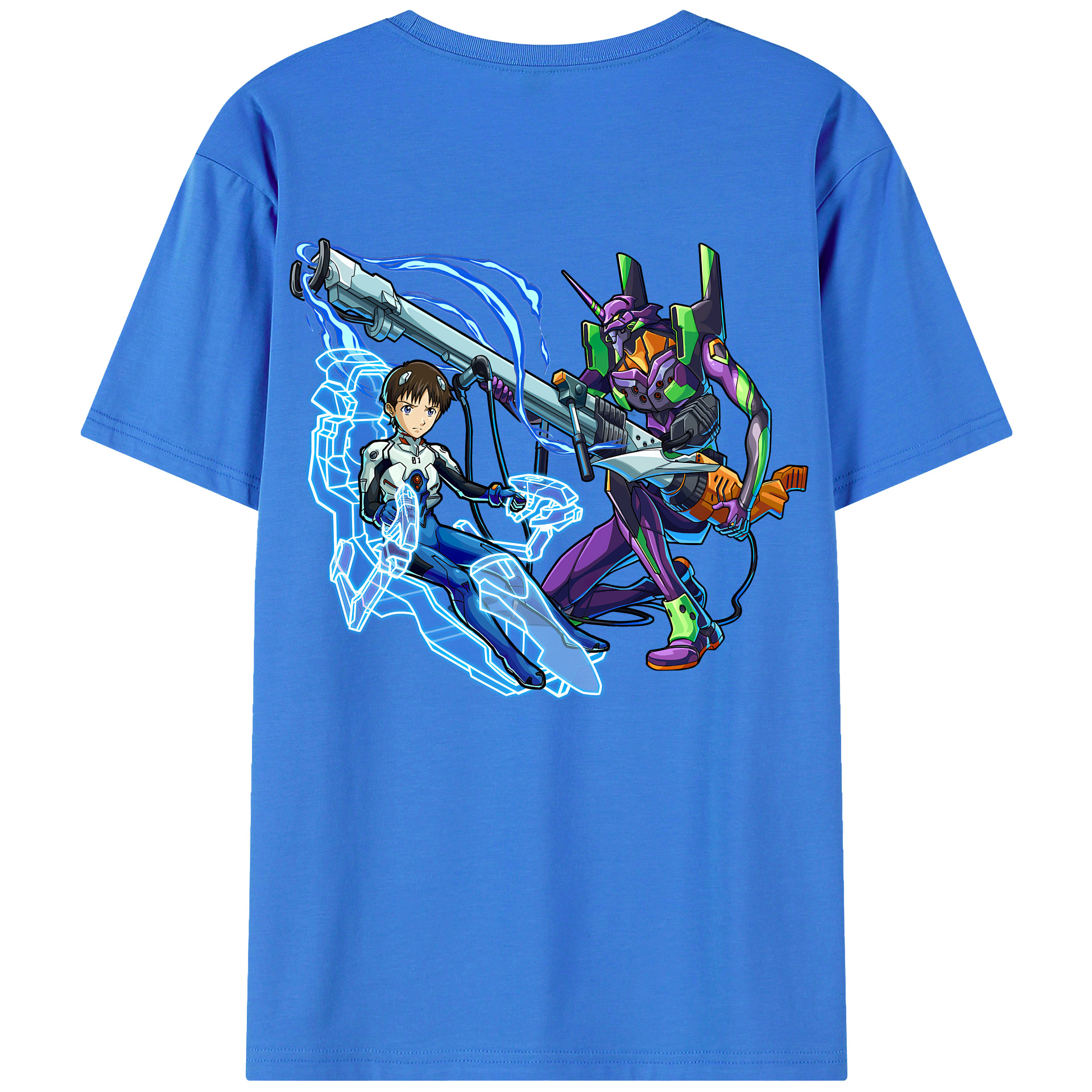 （画像用） EVA 新世紀エヴァンゲリオン 綿100％ メンズ半袖Tシャツ（バックプリント） 通気性