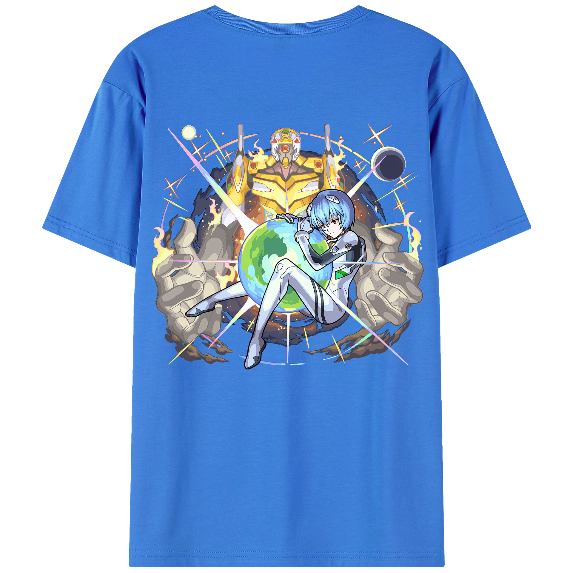 （画像用） EVA 新世紀エヴァンゲリオン 綿100％ メンズ半袖Tシャツ（バックプリント） 通気性