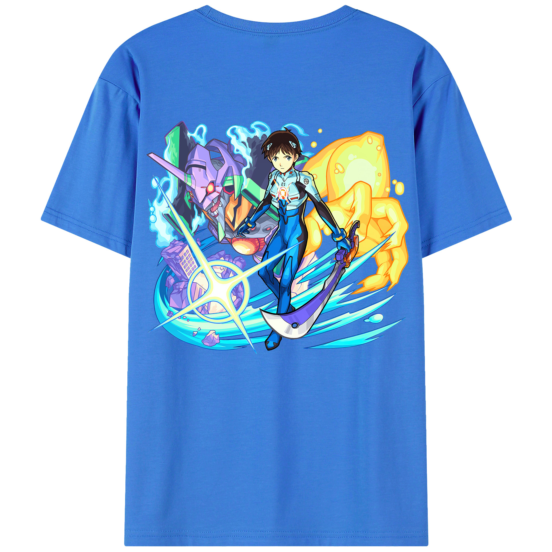 （画像用） EVA 新世紀エヴァンゲリオン 綿100％ メンズ半袖Tシャツ（バックプリント） 通気性