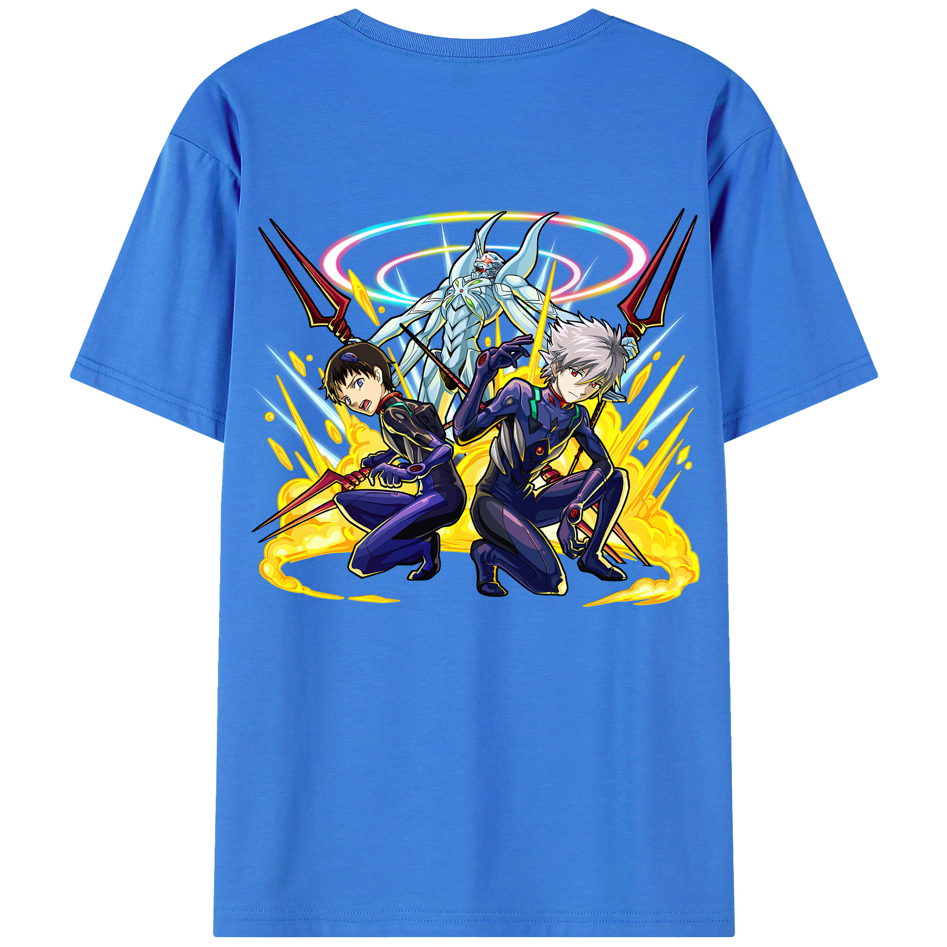 （画像用） EVA 新世紀エヴァンゲリオン 綿100％ メンズ半袖Tシャツ（バックプリント） 通気性