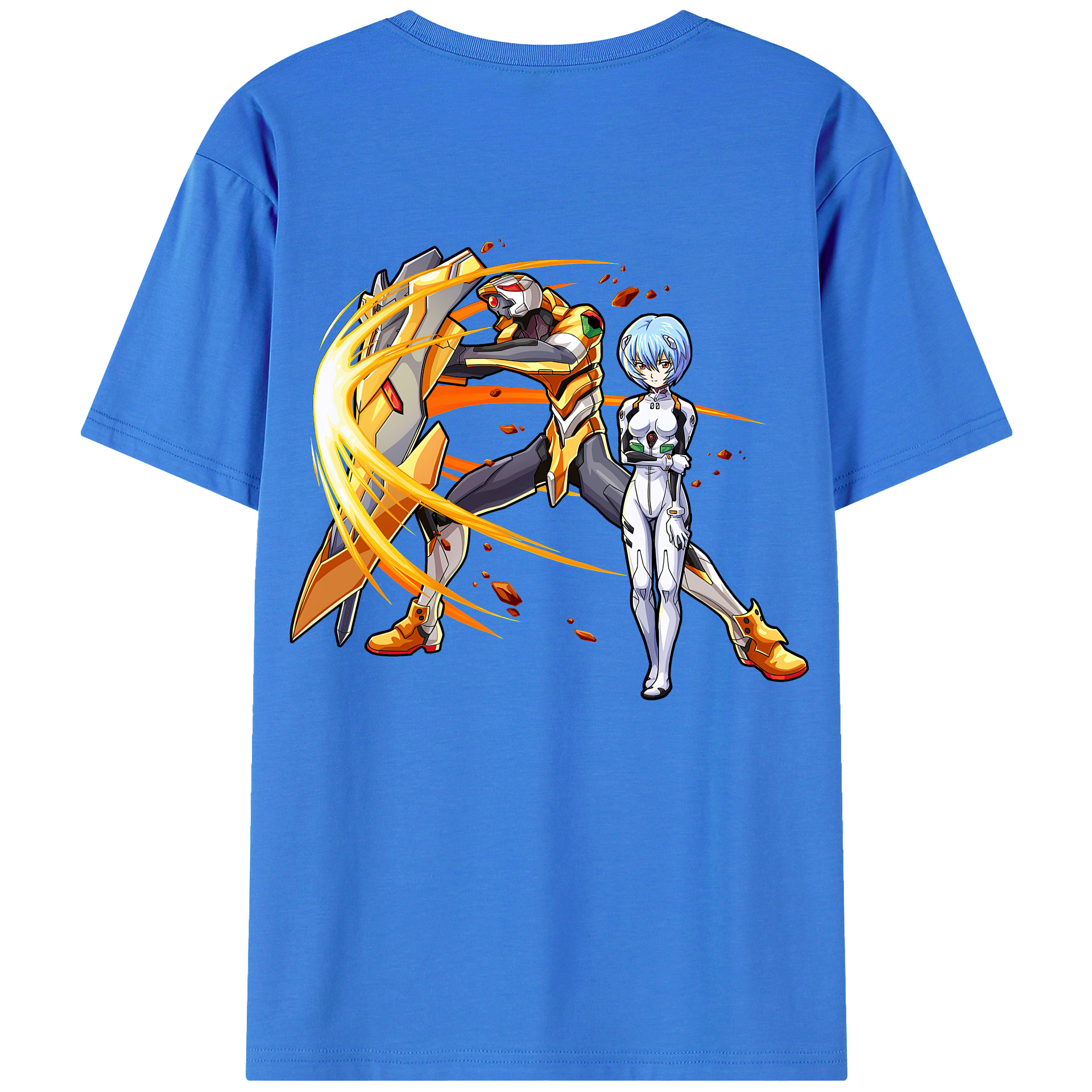 （画像用） EVA 新世紀エヴァンゲリオン 綿100％ メンズ半袖Tシャツ（バックプリント） 通気性