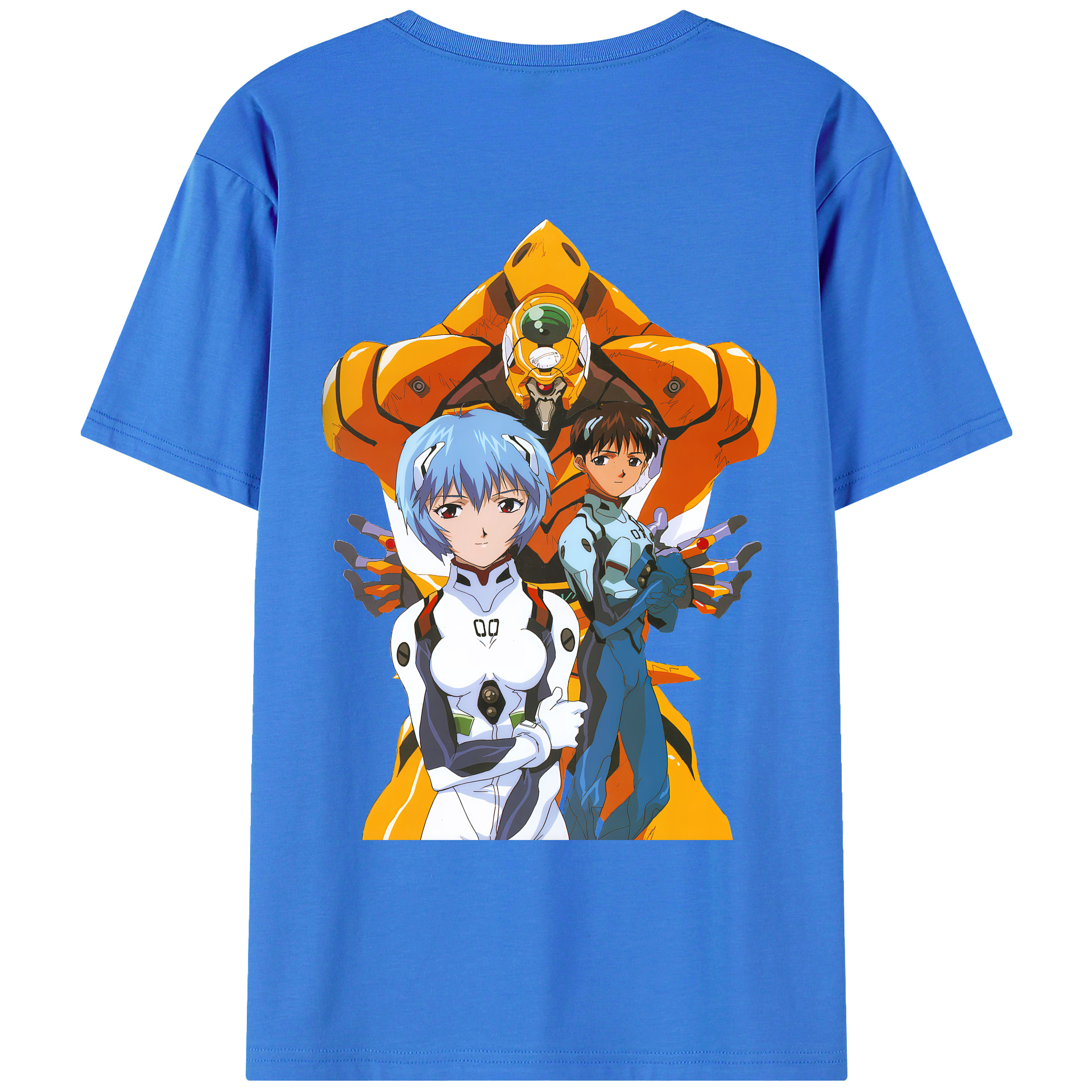 （画像用） EVA 新世紀エヴァンゲリオン 綿100％ メンズ半袖Tシャツ（バックプリント） 通気性