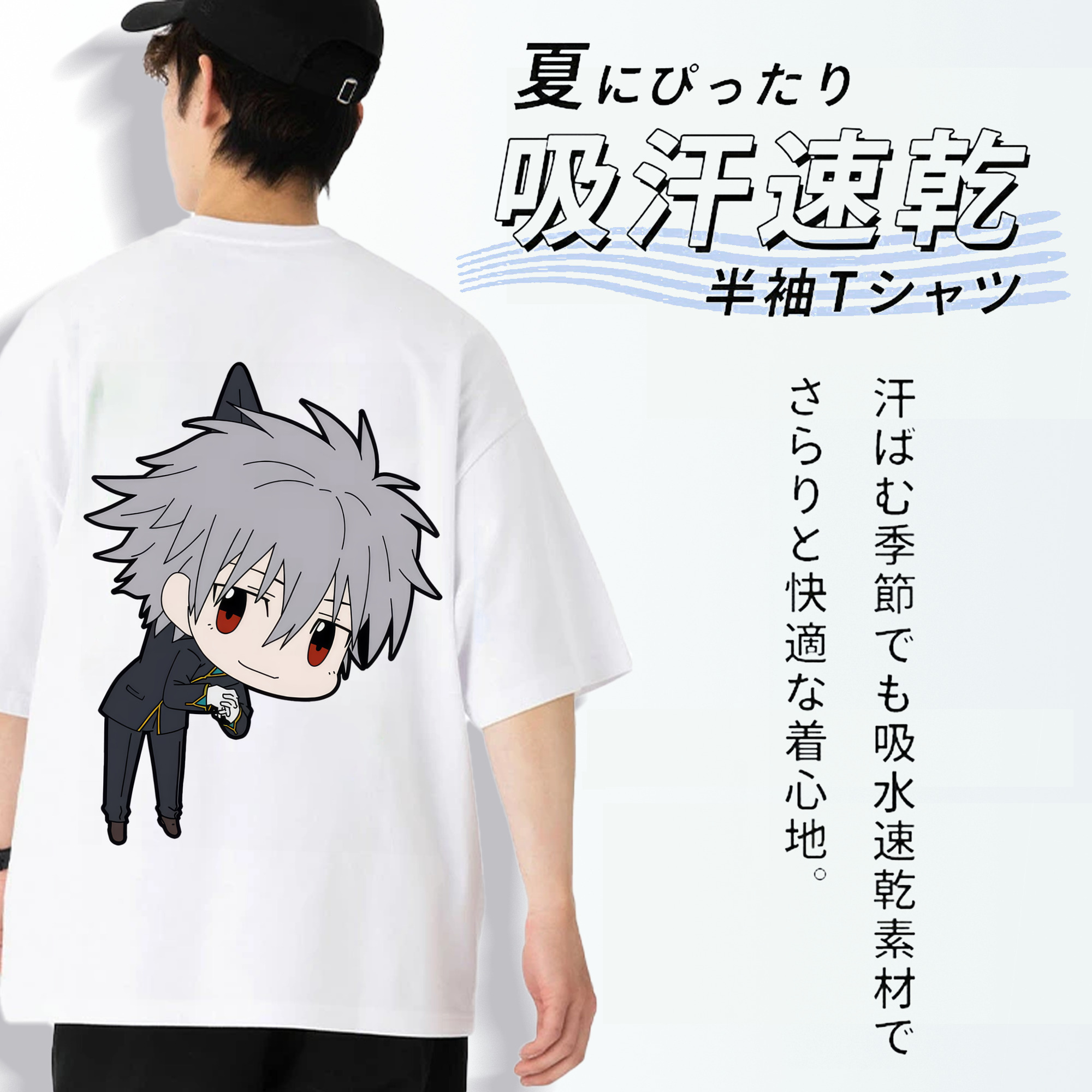 EVA 新世紀エヴァンゲリオン 綿100％ メンズ半袖Tシャツ（バックプリント） 通気性