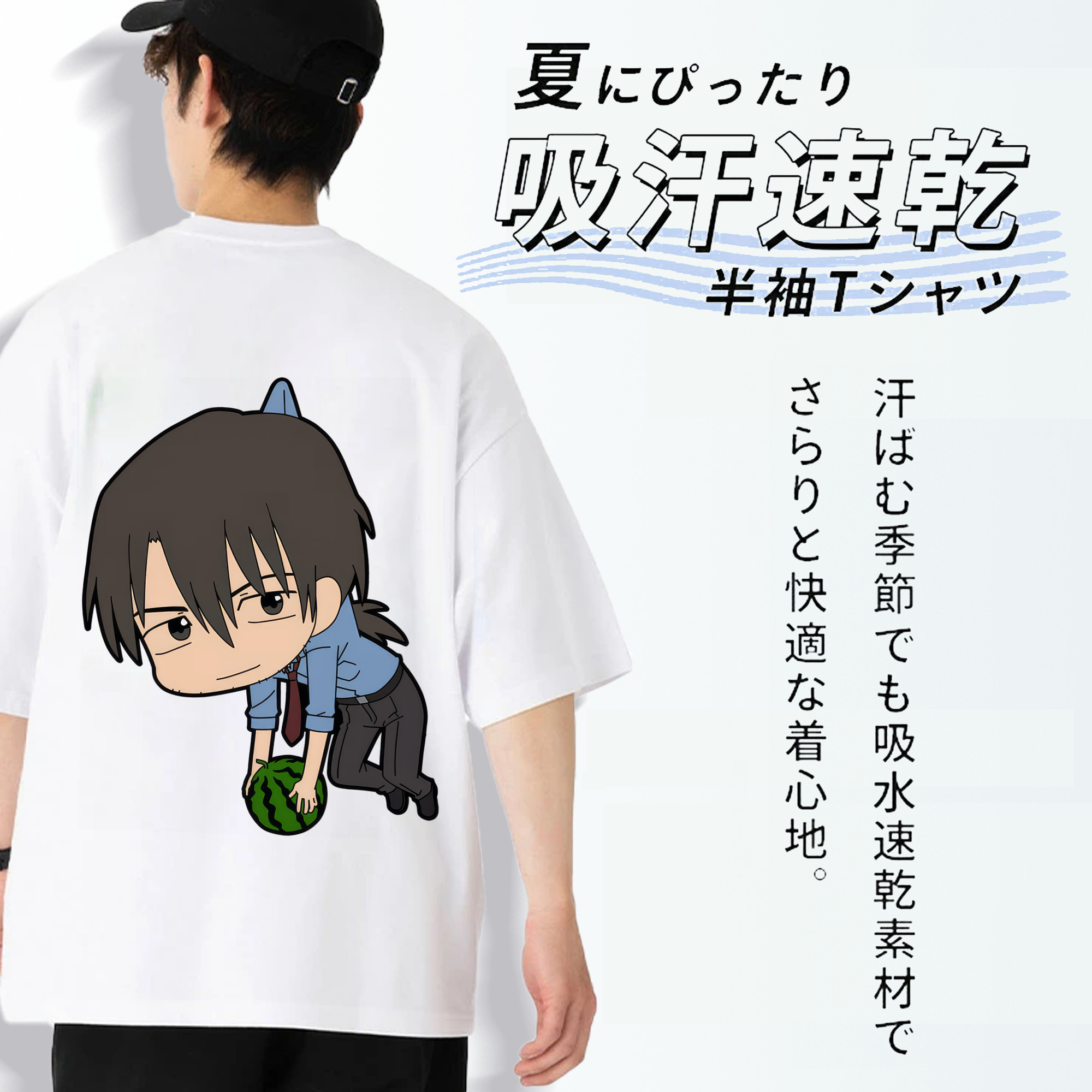 EVA 新世紀エヴァンゲリオン 綿100％ メンズ半袖Tシャツ（バックプリント） 通気性