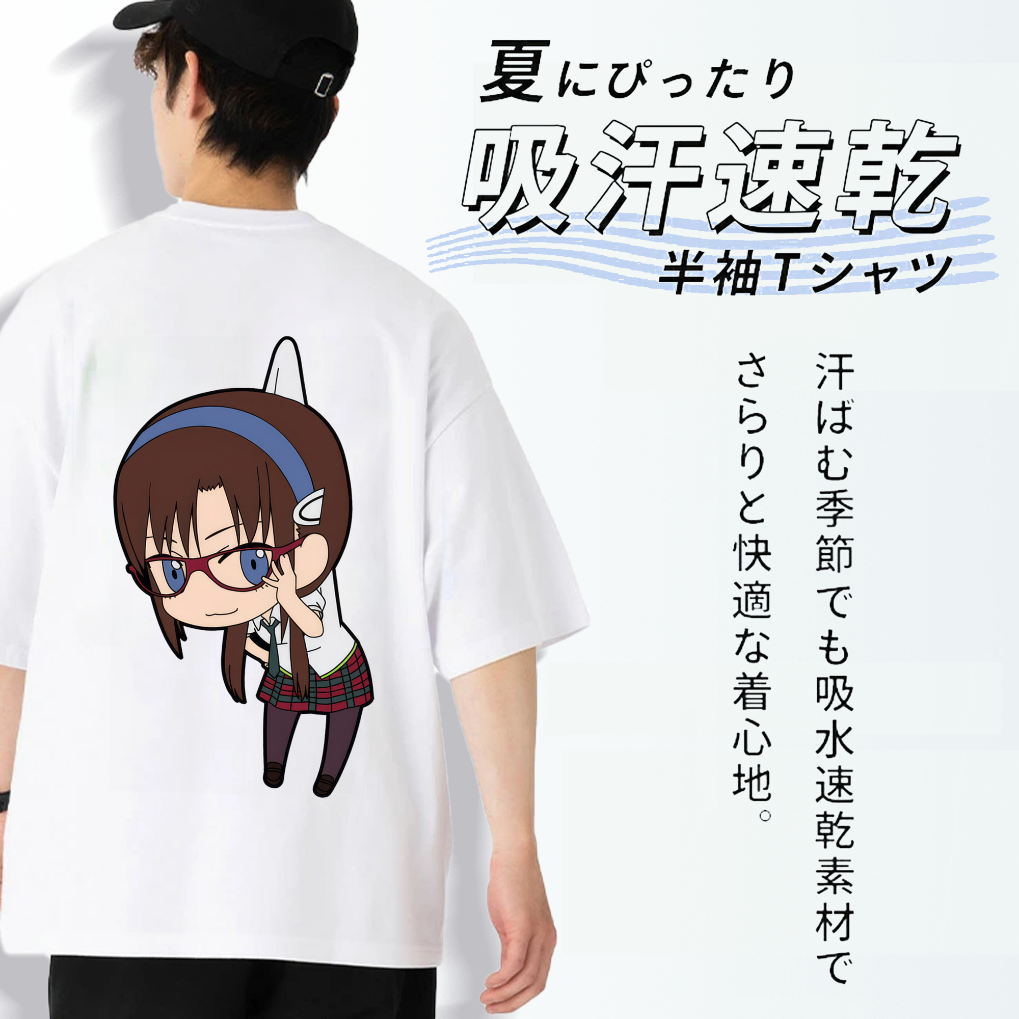 EVA 新世紀エヴァンゲリオン 綿100％ メンズ半袖Tシャツ（バックプリント） 通気性