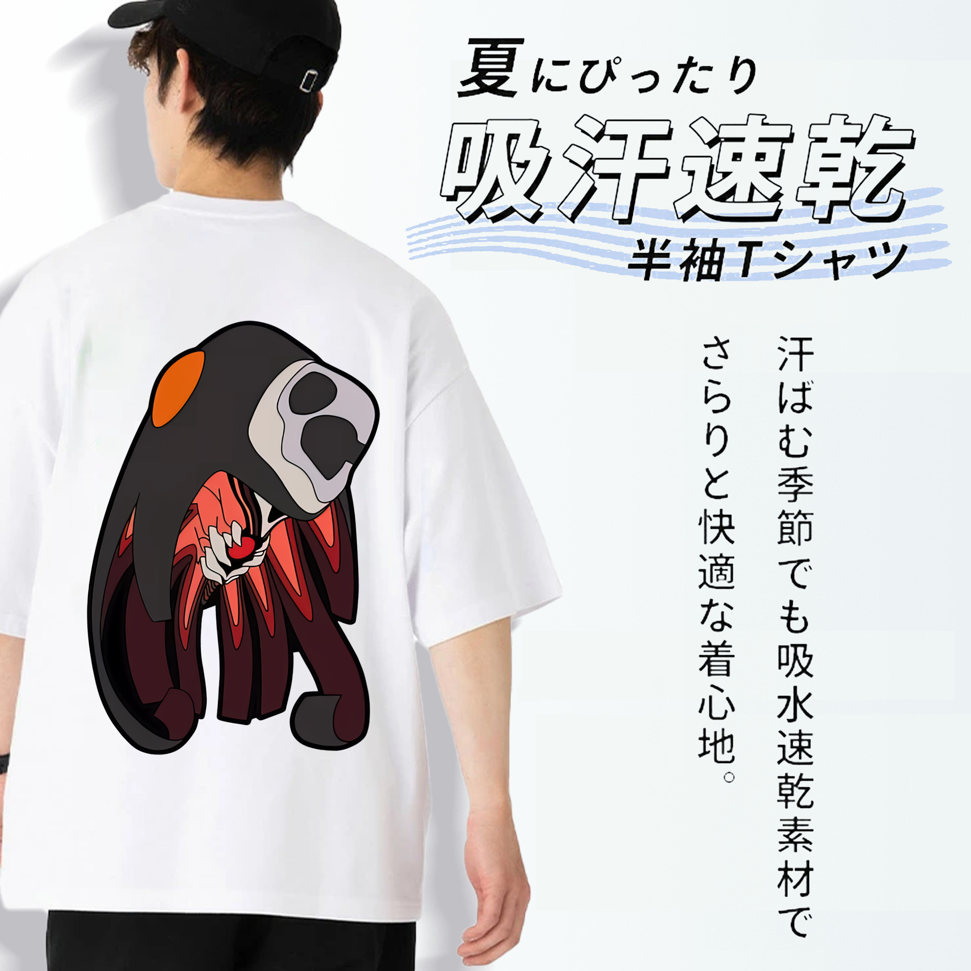 EVA 新世紀エヴァンゲリオン 綿100％ メンズ半袖Tシャツ（バックプリント） 通気性