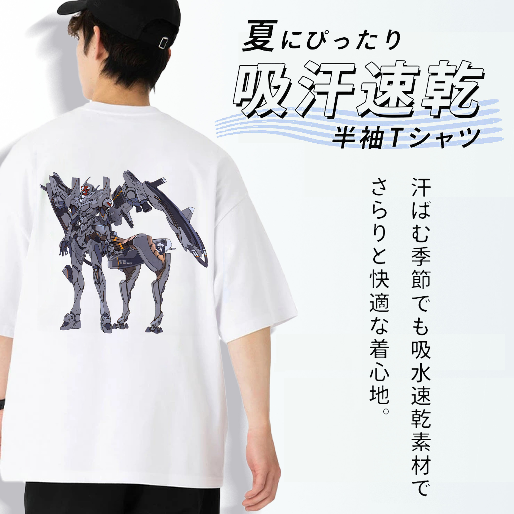 EVA 新世紀エヴァンゲリオン 綿100％ メンズ半袖Tシャツ（バックプリント） 通気性