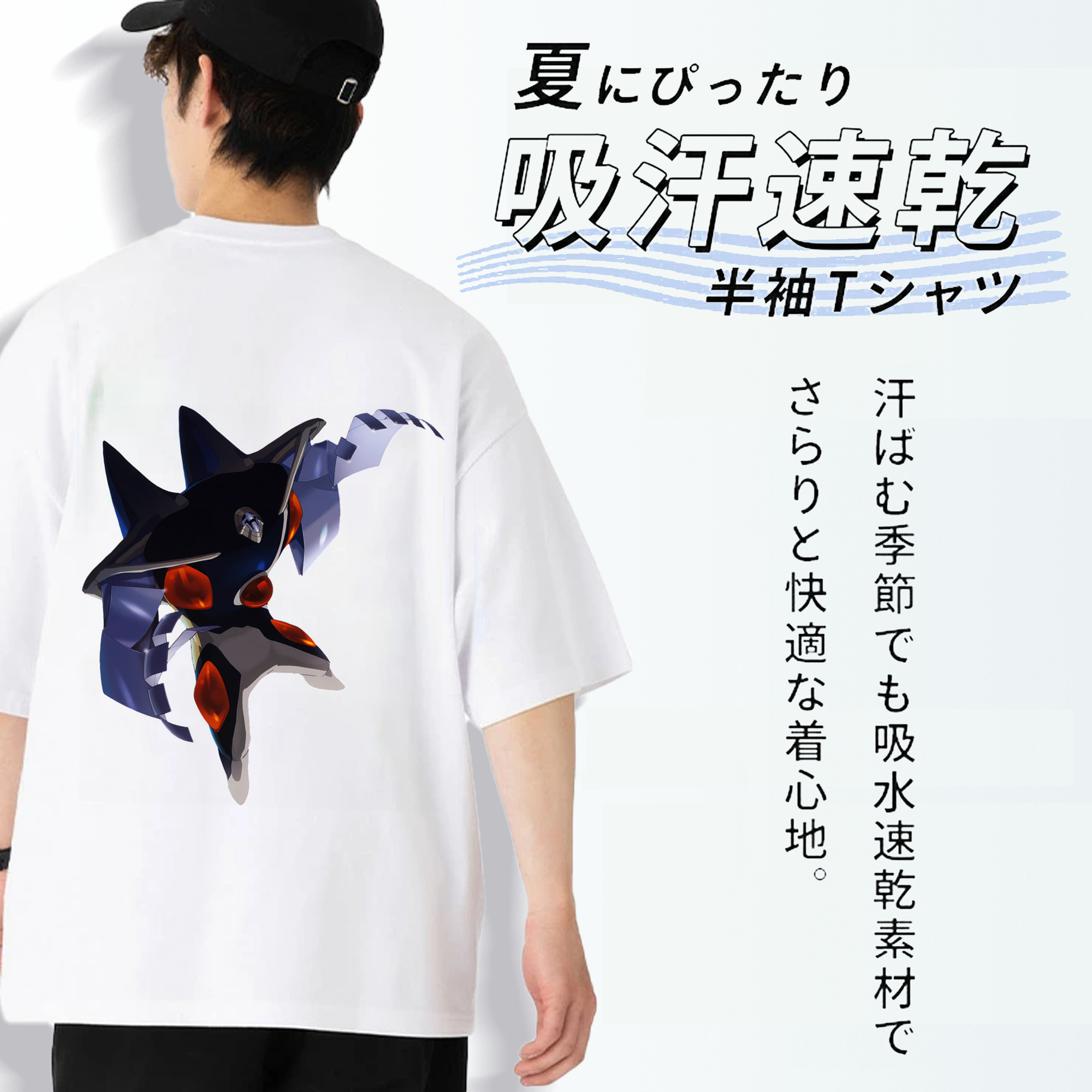 EVA 新世紀エヴァンゲリオン 綿100％ メンズ半袖Tシャツ（バックプリント） 通気性