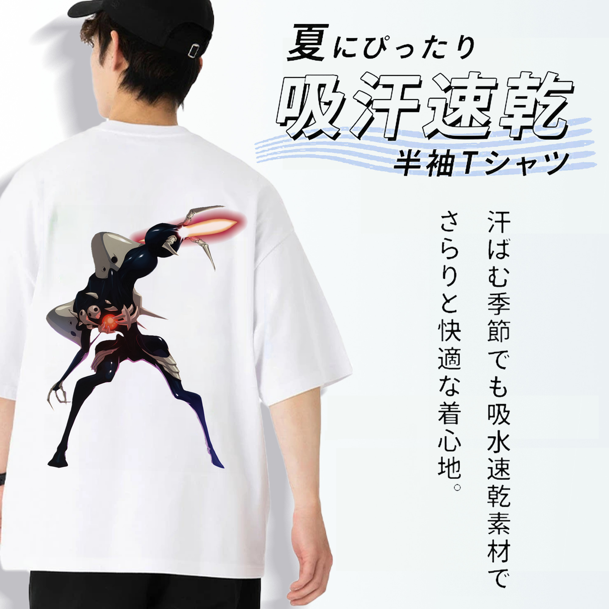 EVA 新世紀エヴァンゲリオン 綿100％ メンズ半袖Tシャツ（バックプリント） 通気性