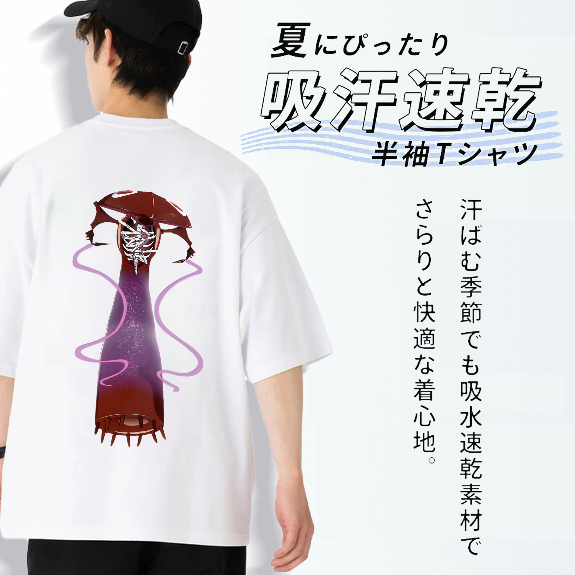 EVA 新世紀エヴァンゲリオン 綿100％ メンズ半袖Tシャツ（バックプリント） 通気性
