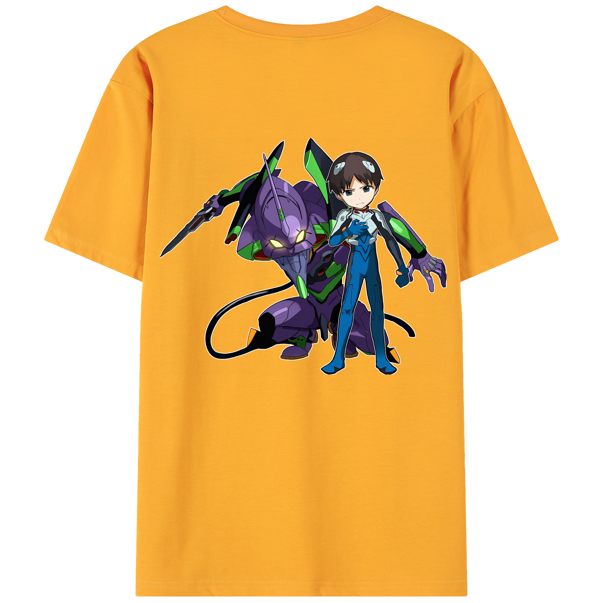 （画像用） EVA 新世紀エヴァンゲリオン 綿100％ メンズ半袖Tシャツ（バックプリント） 通気性