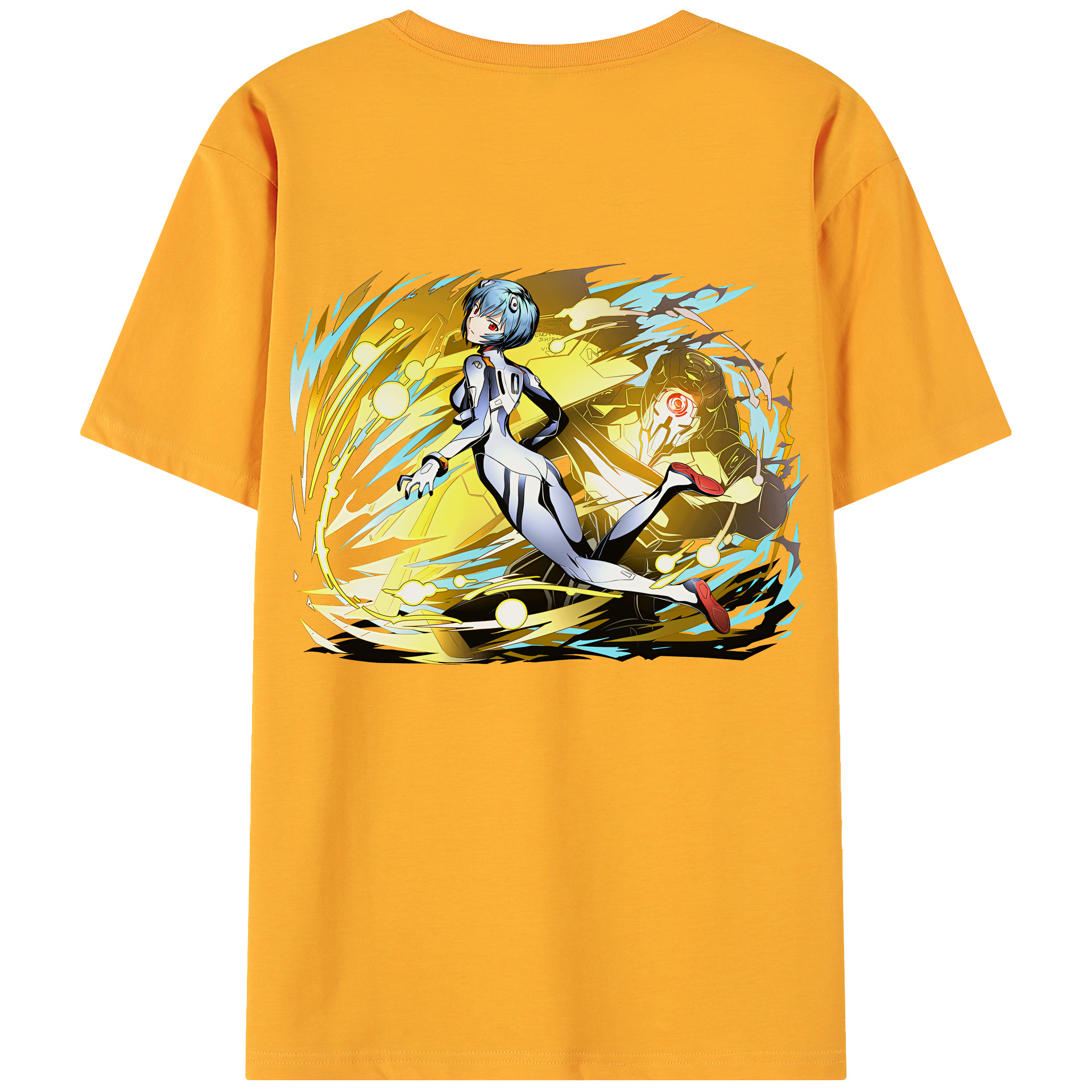 （画像用） EVA 新世紀エヴァンゲリオン 綿100％ メンズ半袖Tシャツ（バックプリント） 通気性
