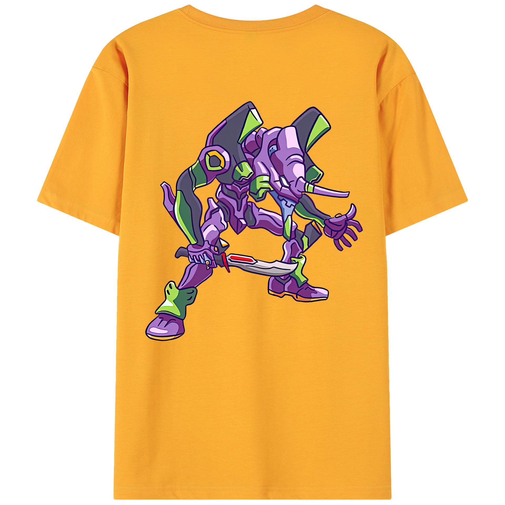 （画像用） EVA 新世紀エヴァンゲリオン 綿100％ メンズ半袖Tシャツ（バックプリント） 通気性