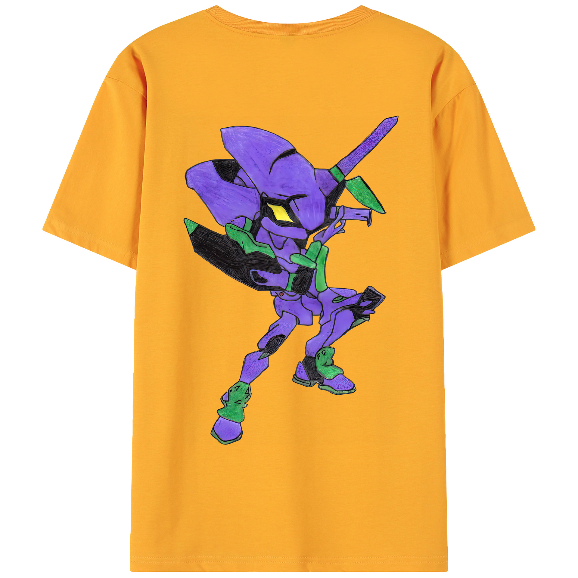 （画像用） EVA 新世紀エヴァンゲリオン 綿100％ メンズ半袖Tシャツ（バックプリント） 通気性