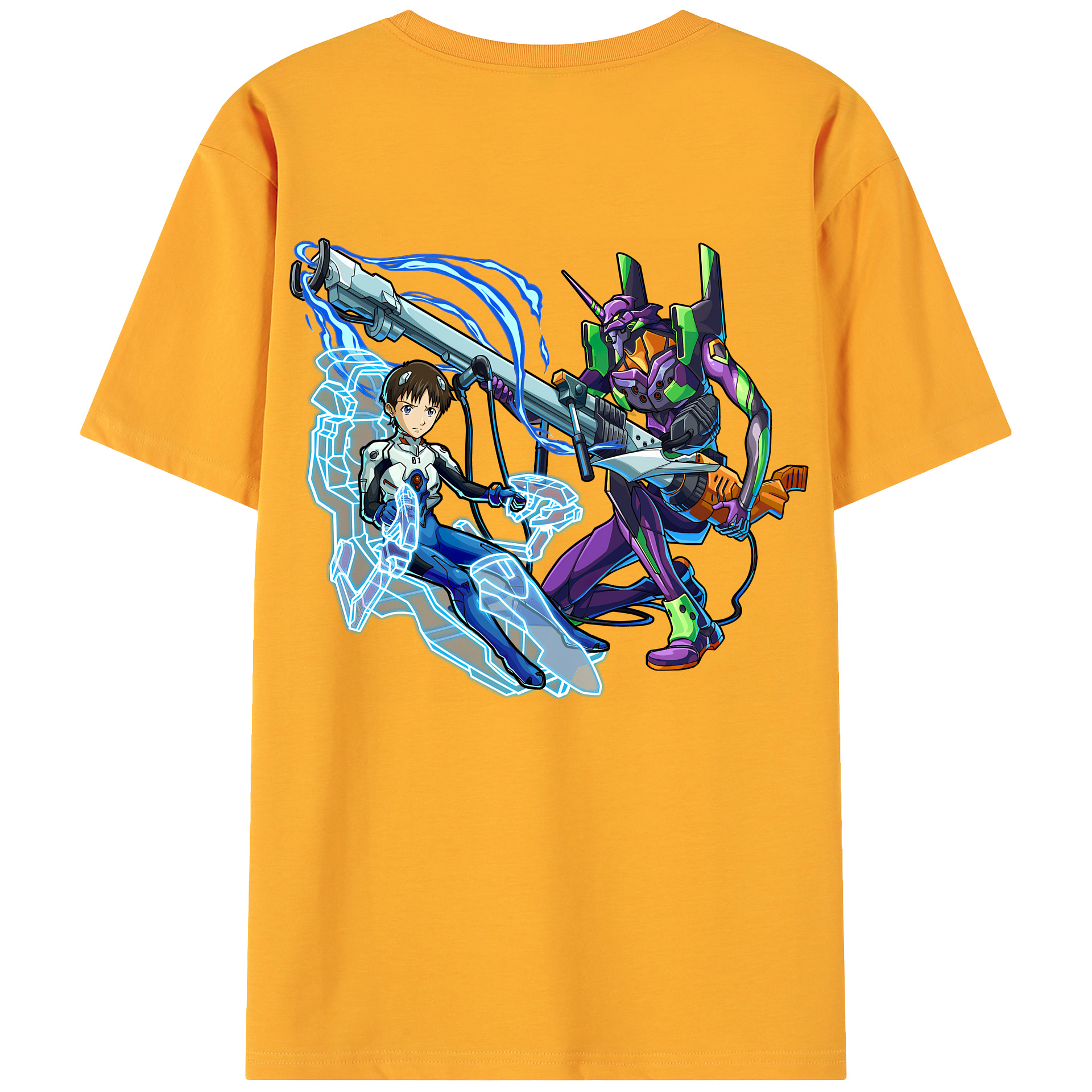 （画像用） EVA 新世紀エヴァンゲリオン 綿100％ メンズ半袖Tシャツ（バックプリント） 通気性