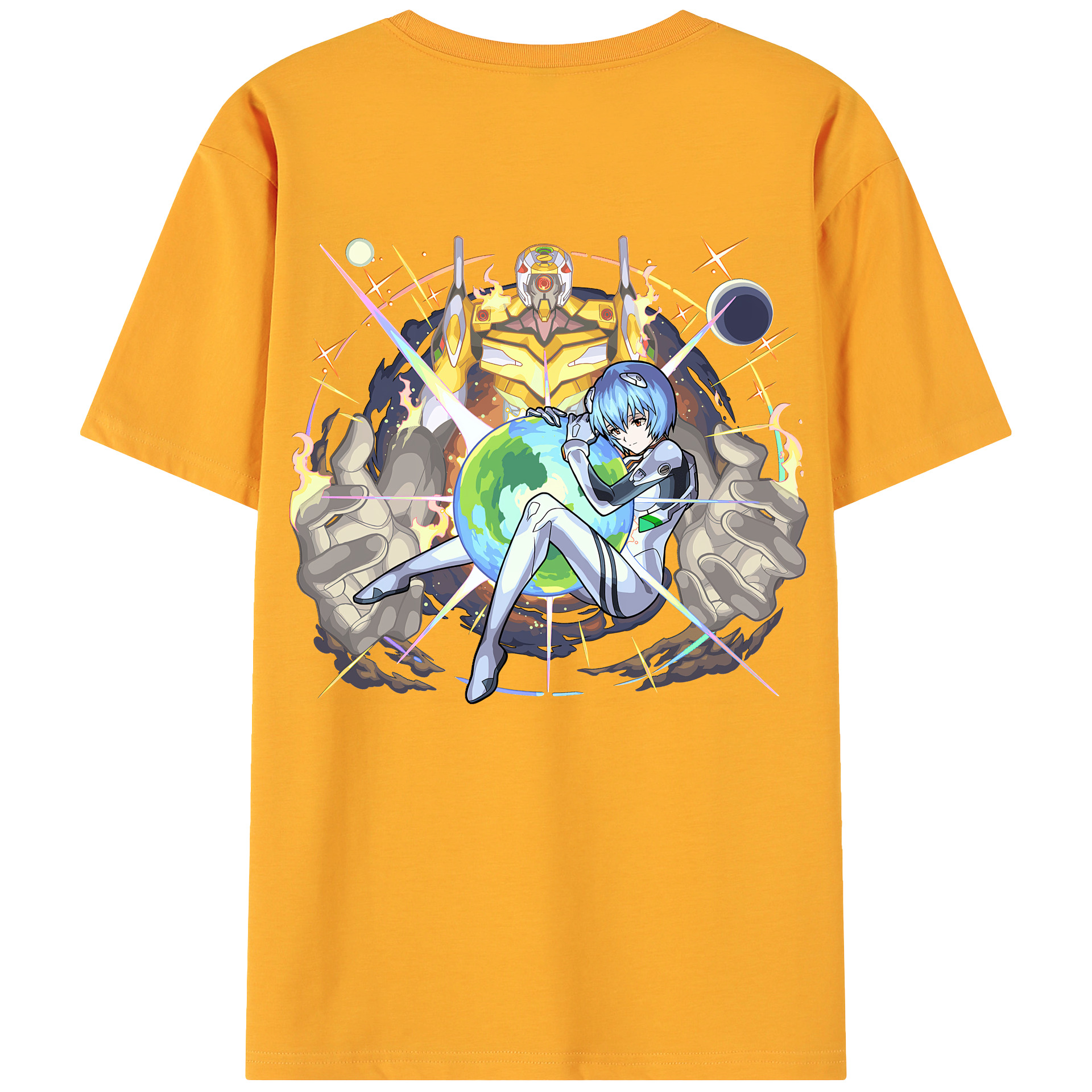 （画像用） EVA 新世紀エヴァンゲリオン 綿100％ メンズ半袖Tシャツ（バックプリント） 通気性