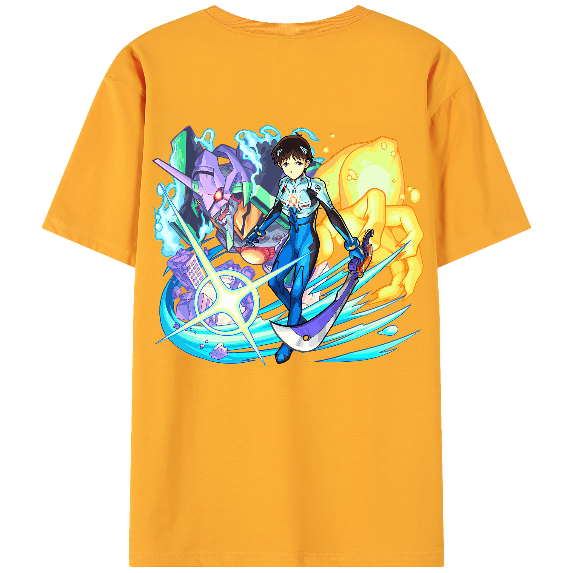 （画像用） EVA 新世紀エヴァンゲリオン 綿100％ メンズ半袖Tシャツ（バックプリント） 通気性