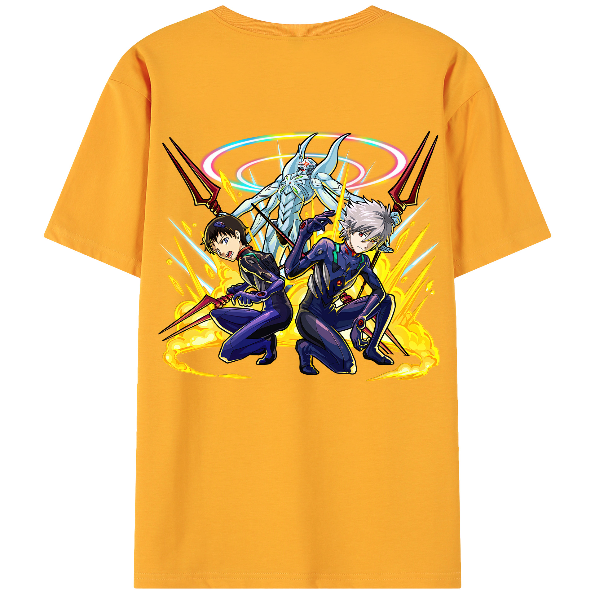 （画像用） EVA 新世紀エヴァンゲリオン 綿100％ メンズ半袖Tシャツ（バックプリント） 通気性