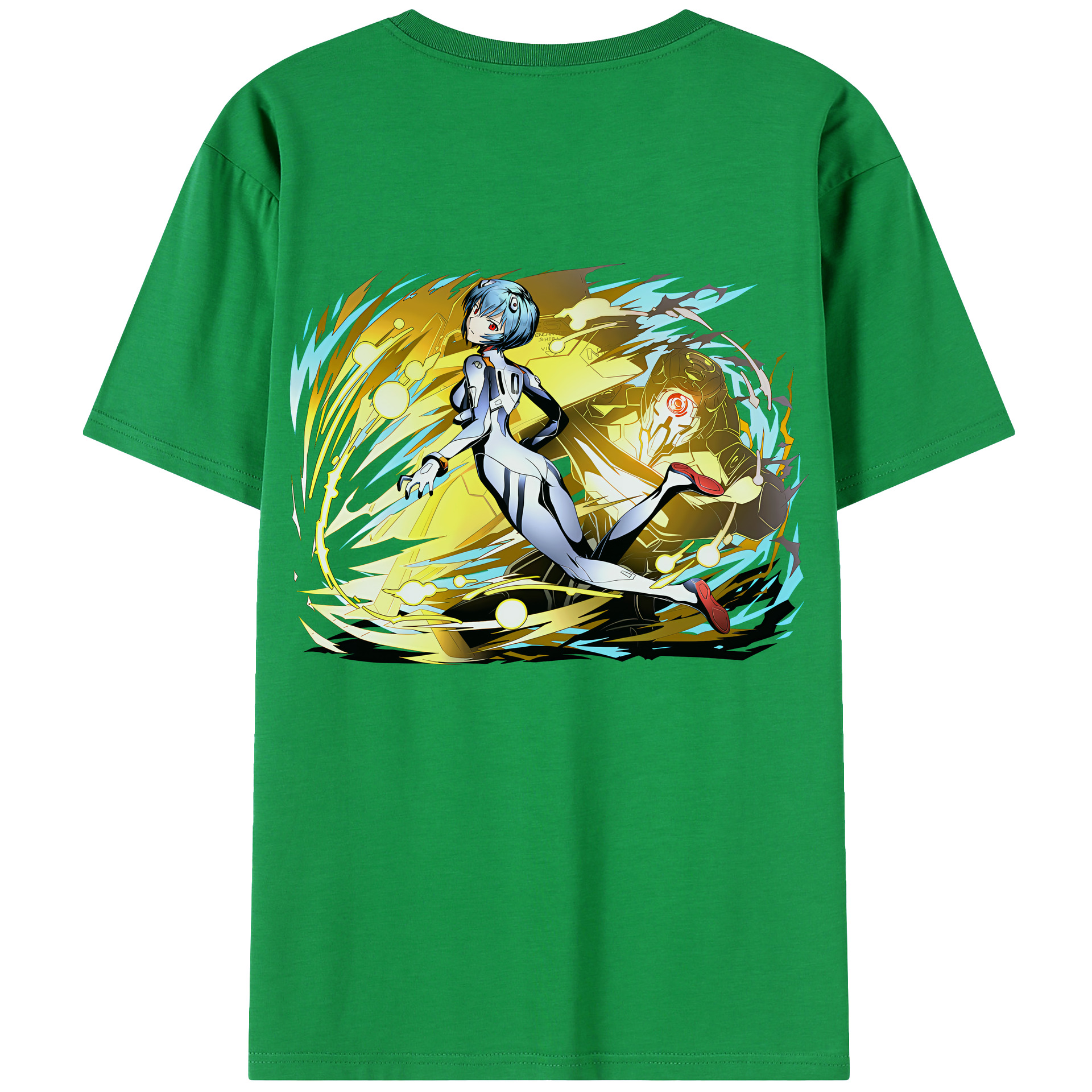 （画像用） EVA 新世紀エヴァンゲリオン 綿100％ メンズ半袖Tシャツ（バックプリント） 通気性