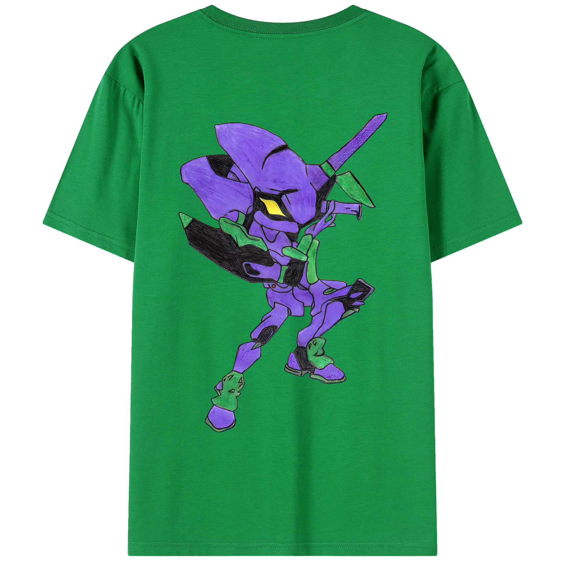 （画像用） EVA 新世紀エヴァンゲリオン 綿100％ メンズ半袖Tシャツ（バックプリント） 通気性