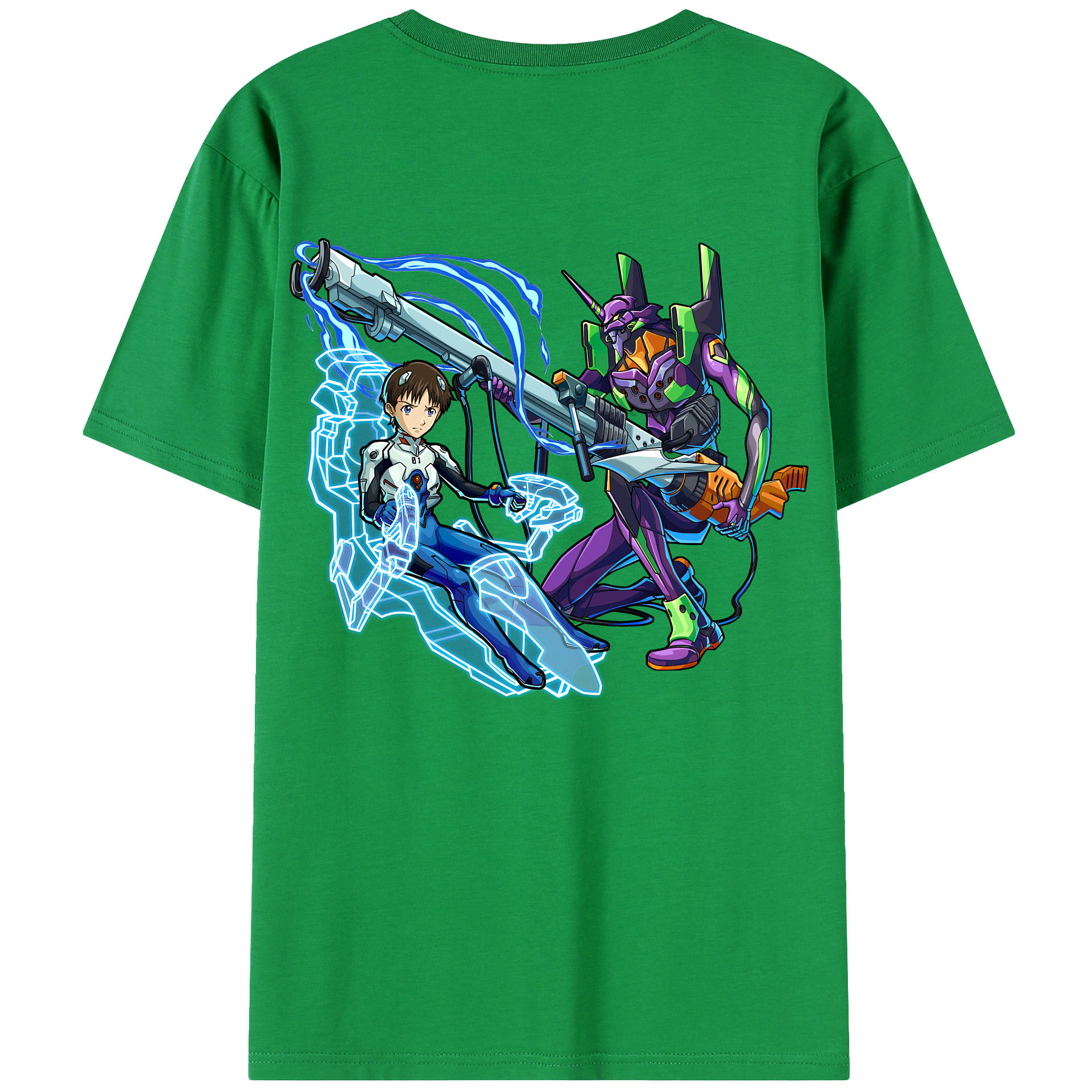 （画像用） EVA 新世紀エヴァンゲリオン 綿100％ メンズ半袖Tシャツ（バックプリント） 通気性