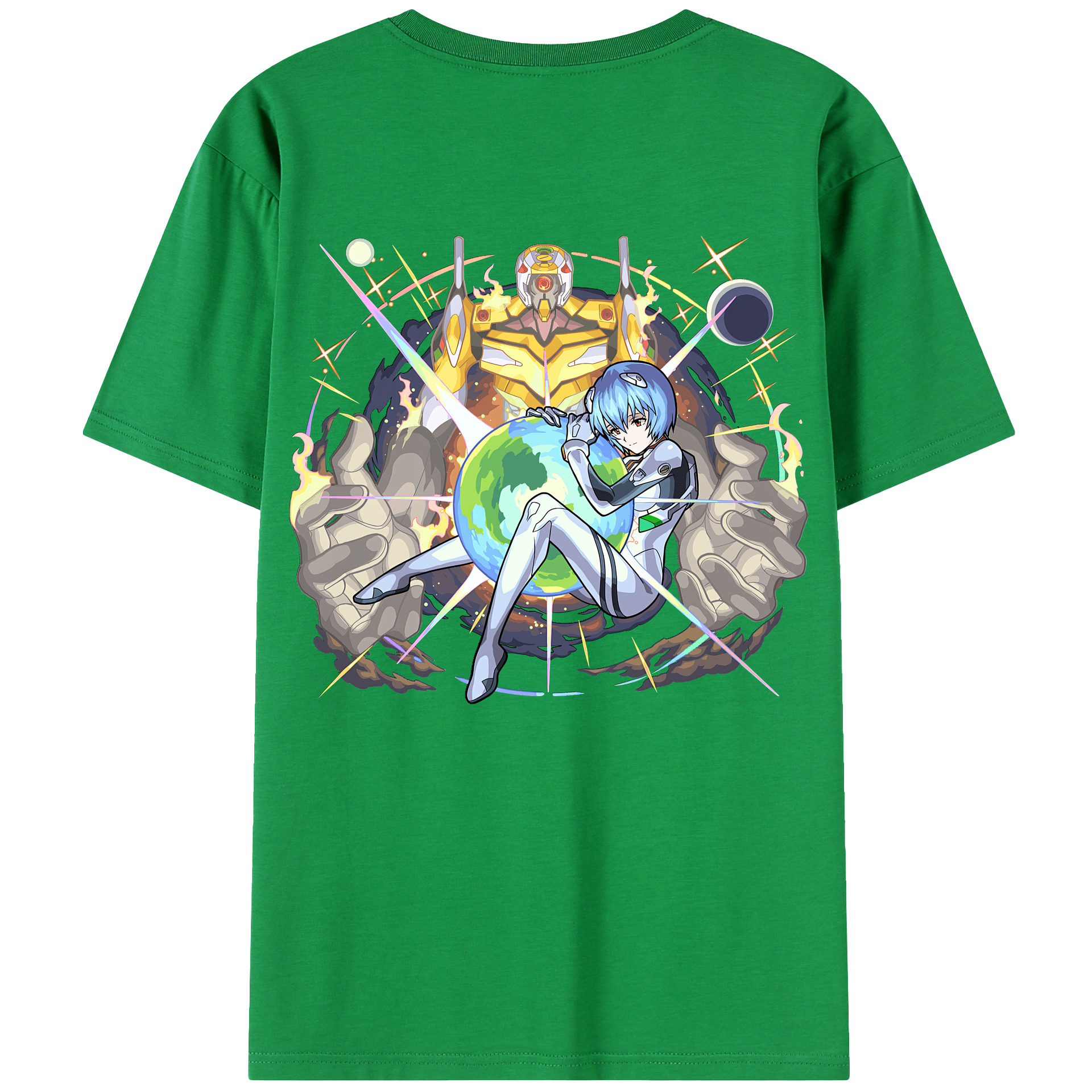 （画像用） EVA 新世紀エヴァンゲリオン 綿100％ メンズ半袖Tシャツ（バックプリント） 通気性