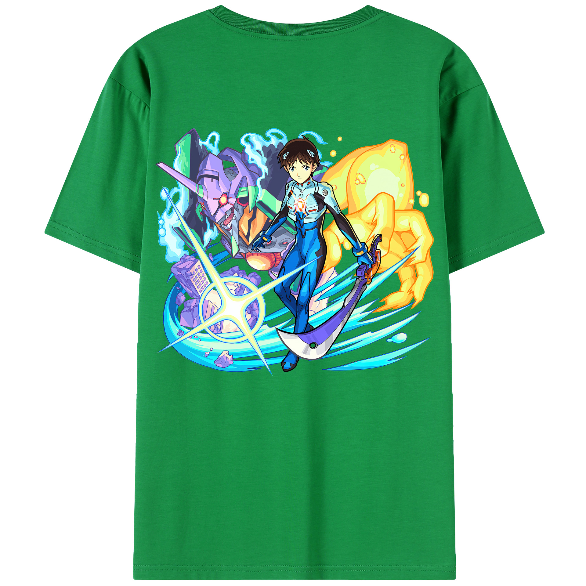（画像用） EVA 新世紀エヴァンゲリオン 綿100％ メンズ半袖Tシャツ（バックプリント） 通気性