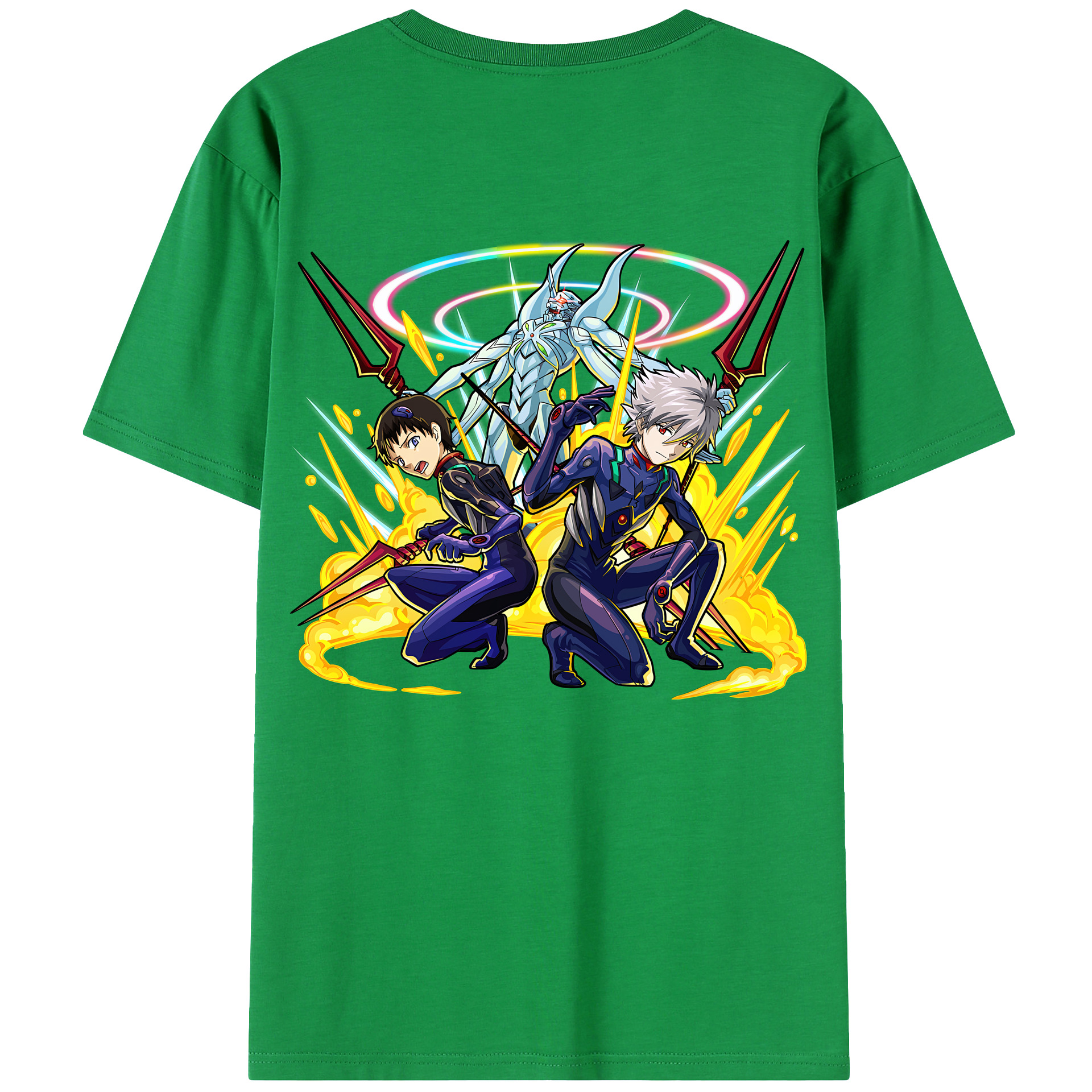 （画像用） EVA 新世紀エヴァンゲリオン 綿100％ メンズ半袖Tシャツ（バックプリント） 通気性