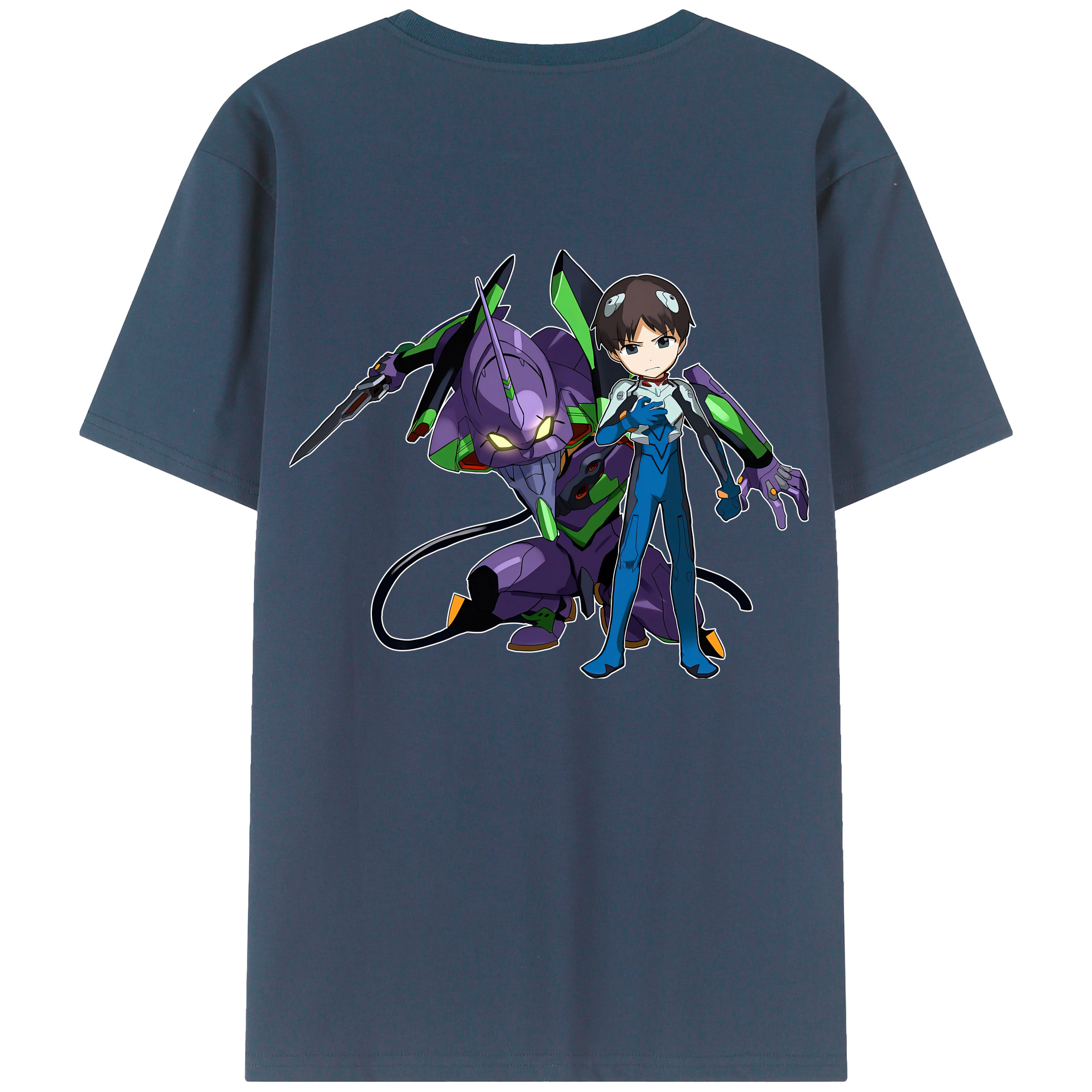 （画像用） EVA 新世紀エヴァンゲリオン 綿100％ メンズ半袖Tシャツ（バックプリント） 通気性