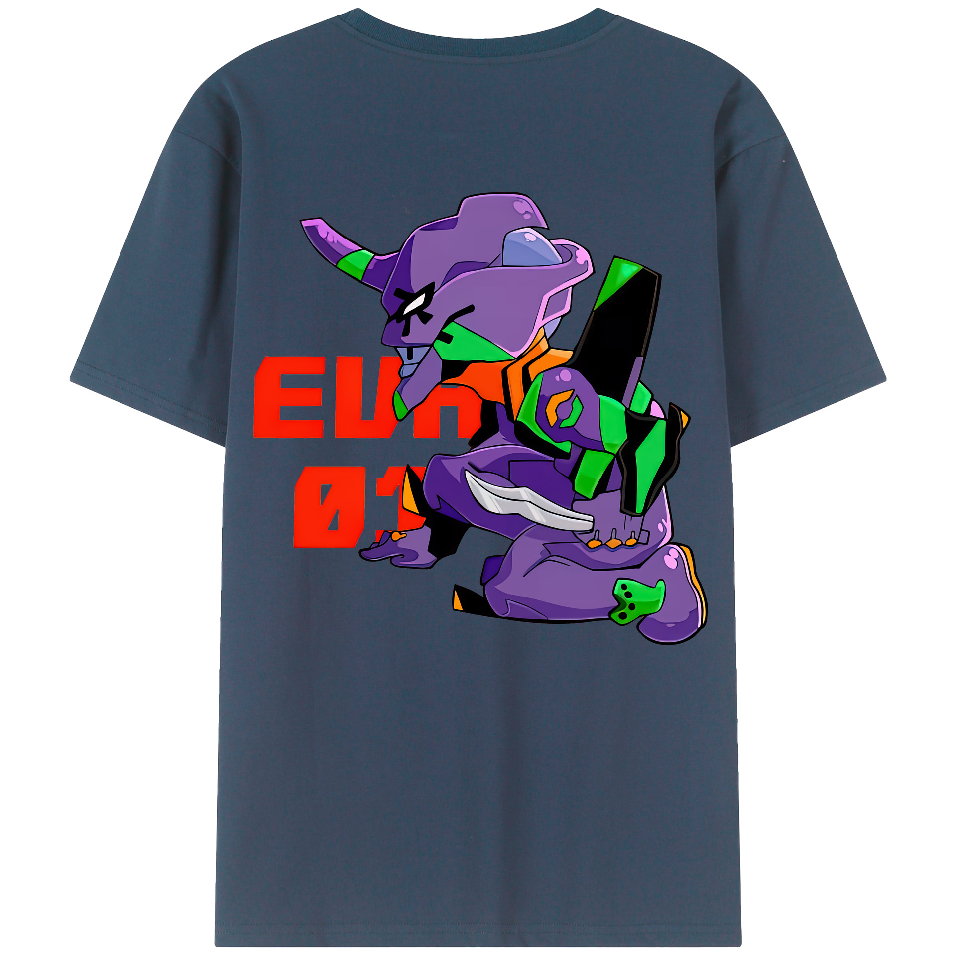 （画像用） EVA 新世紀エヴァンゲリオン 綿100％ メンズ半袖Tシャツ（バックプリント） 通気性