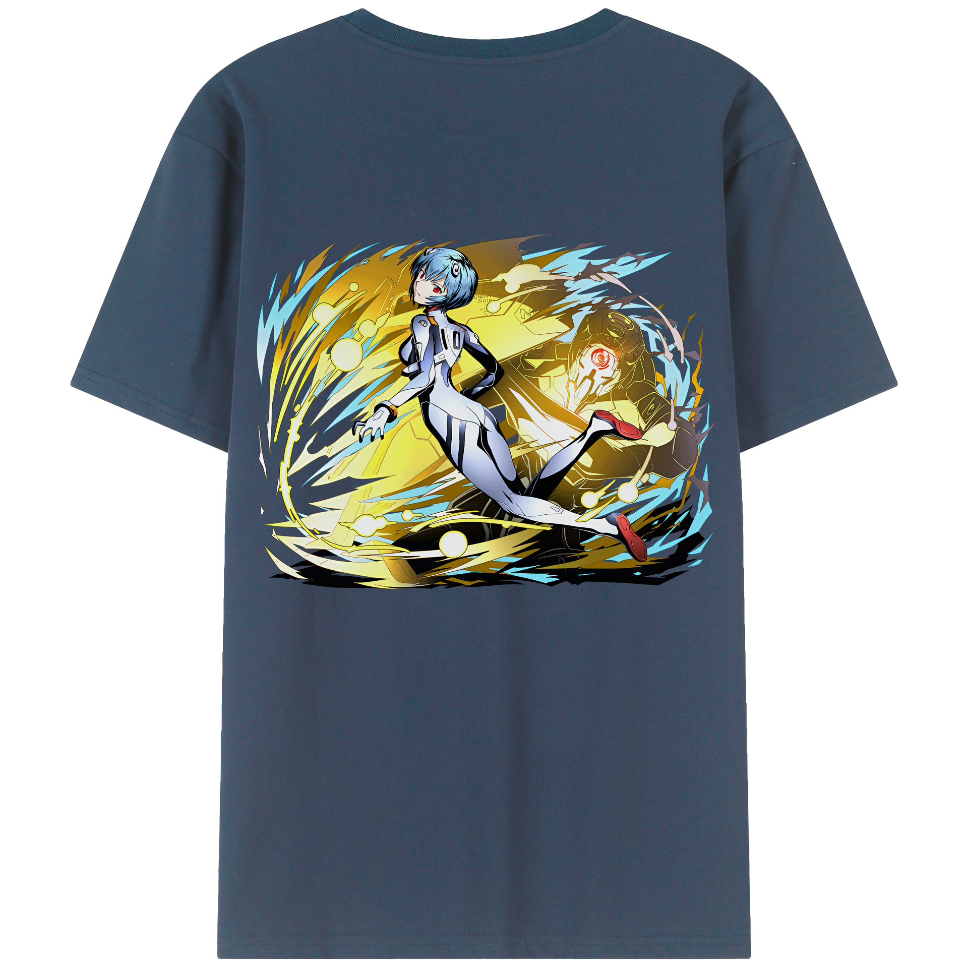 （画像用） EVA 新世紀エヴァンゲリオン 綿100％ メンズ半袖Tシャツ（バックプリント） 通気性