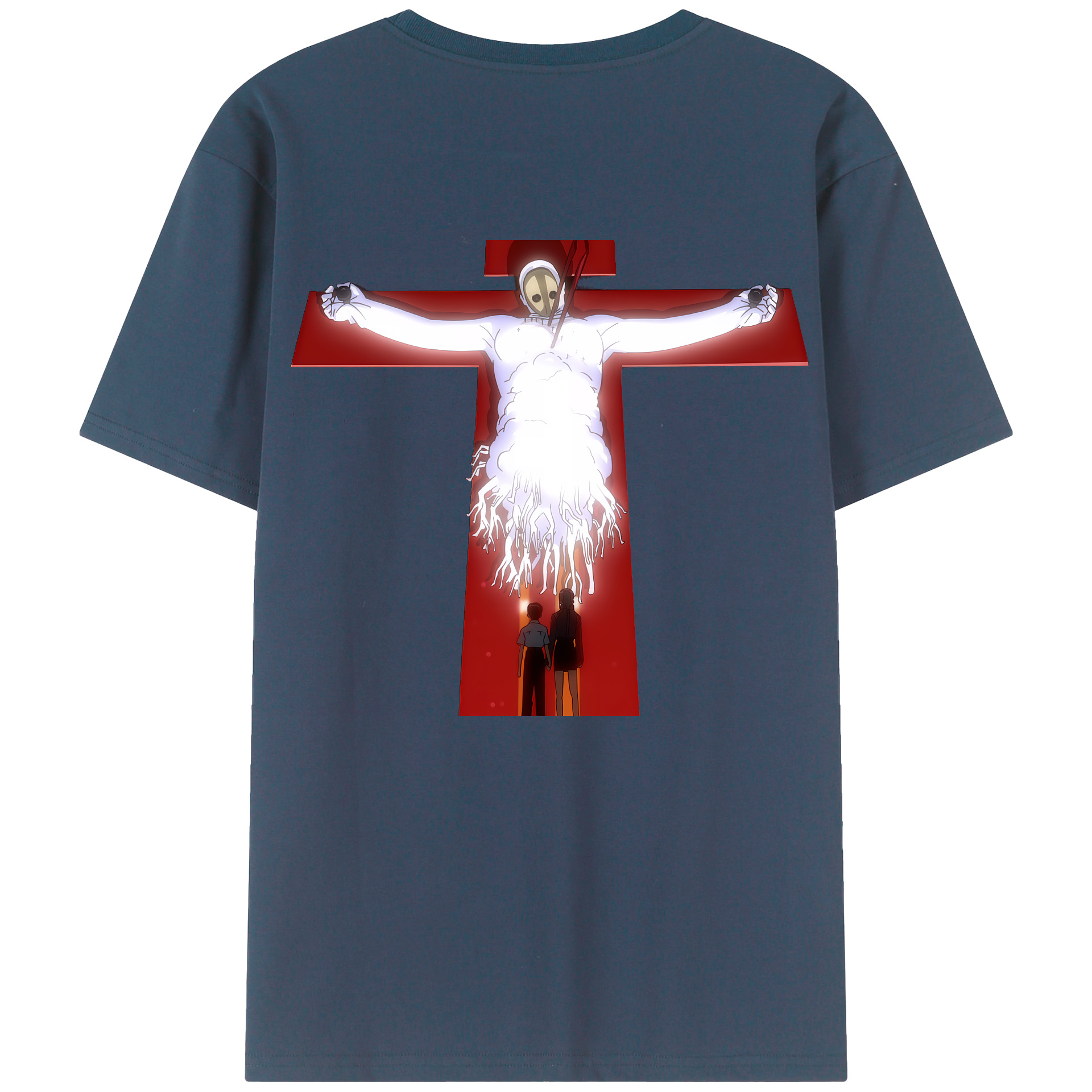（画像用） EVA 新世紀エヴァンゲリオン 綿100％ メンズ半袖Tシャツ（バックプリント） 通気性