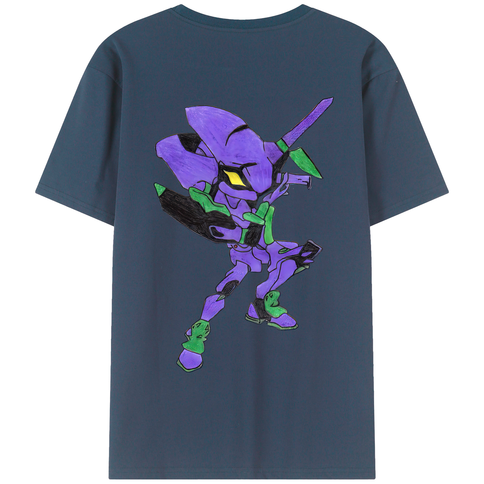 （画像用） EVA 新世紀エヴァンゲリオン 綿100％ メンズ半袖Tシャツ（バックプリント） 通気性