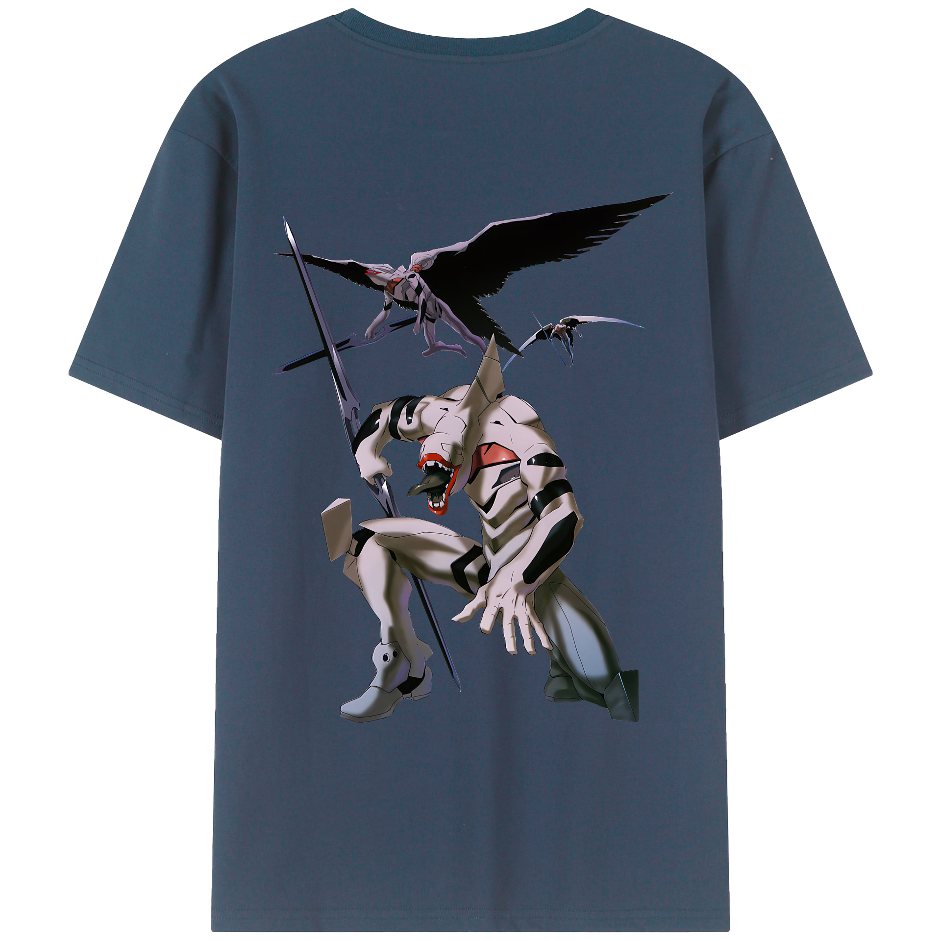 （画像用） EVA 新世紀エヴァンゲリオン 綿100％ メンズ半袖Tシャツ（バックプリント） 通気性