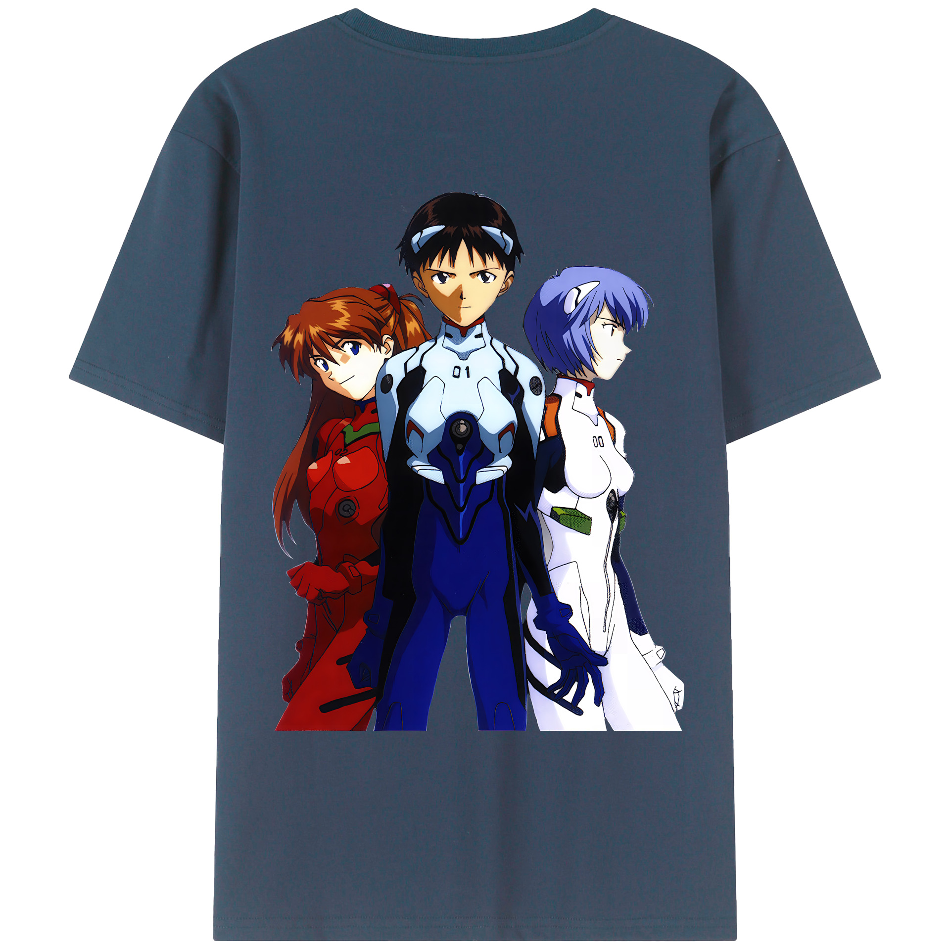 （画像用） EVA 新世紀エヴァンゲリオン 綿100％ メンズ半袖Tシャツ（バックプリント） 通気性