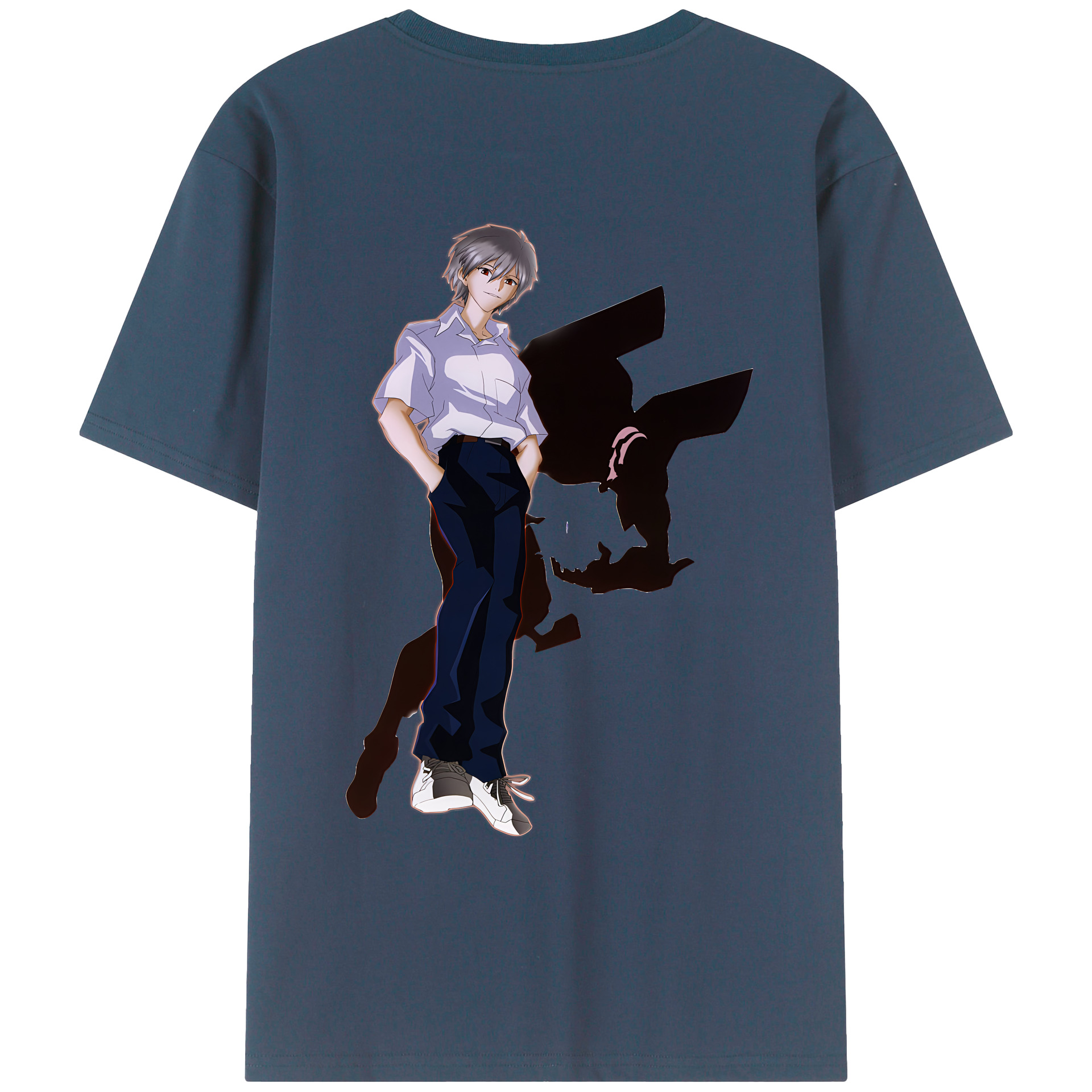 （画像用） EVA 新世紀エヴァンゲリオン 綿100％ メンズ半袖Tシャツ（バックプリント） 通気性