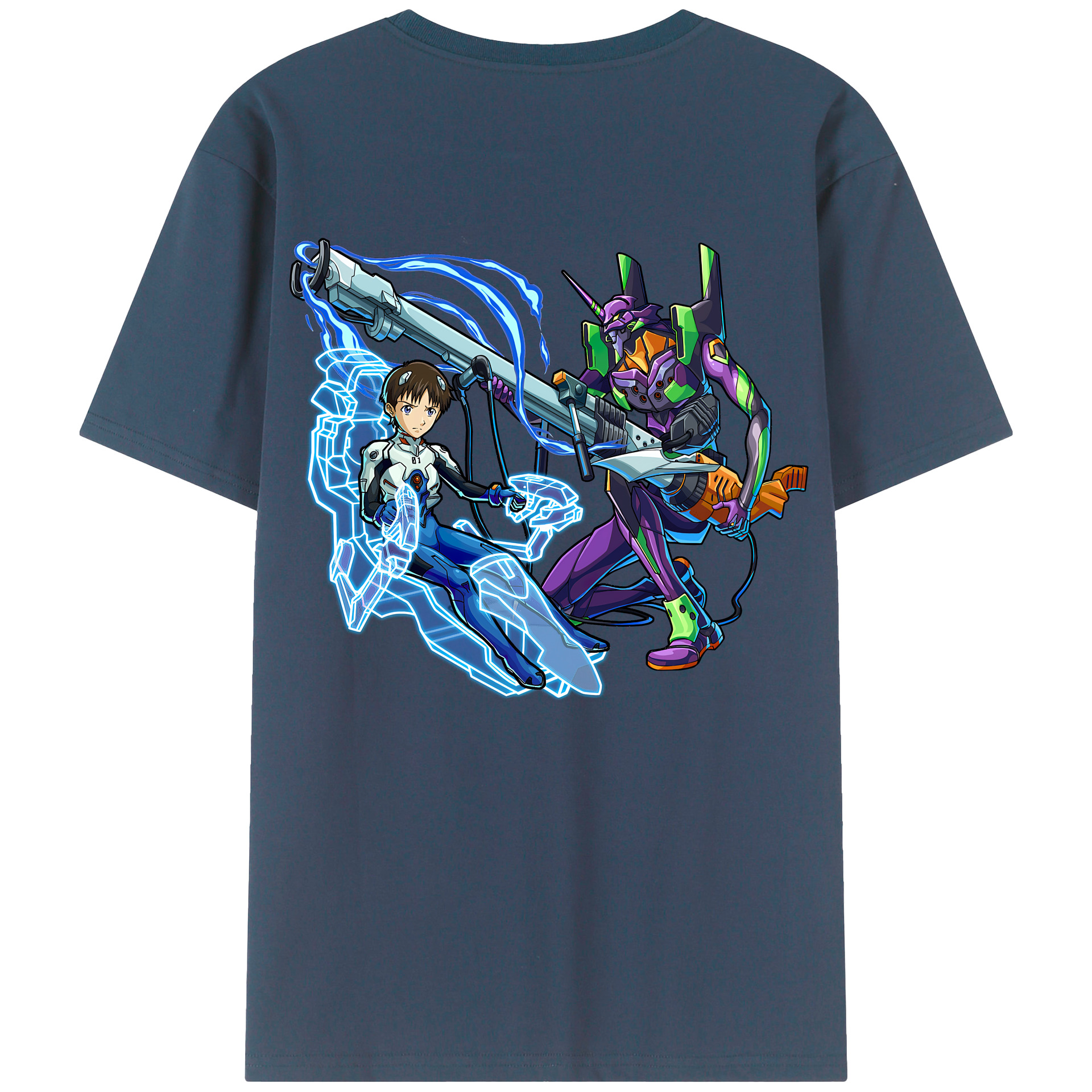 （画像用） EVA 新世紀エヴァンゲリオン 綿100％ メンズ半袖Tシャツ（バックプリント） 通気性