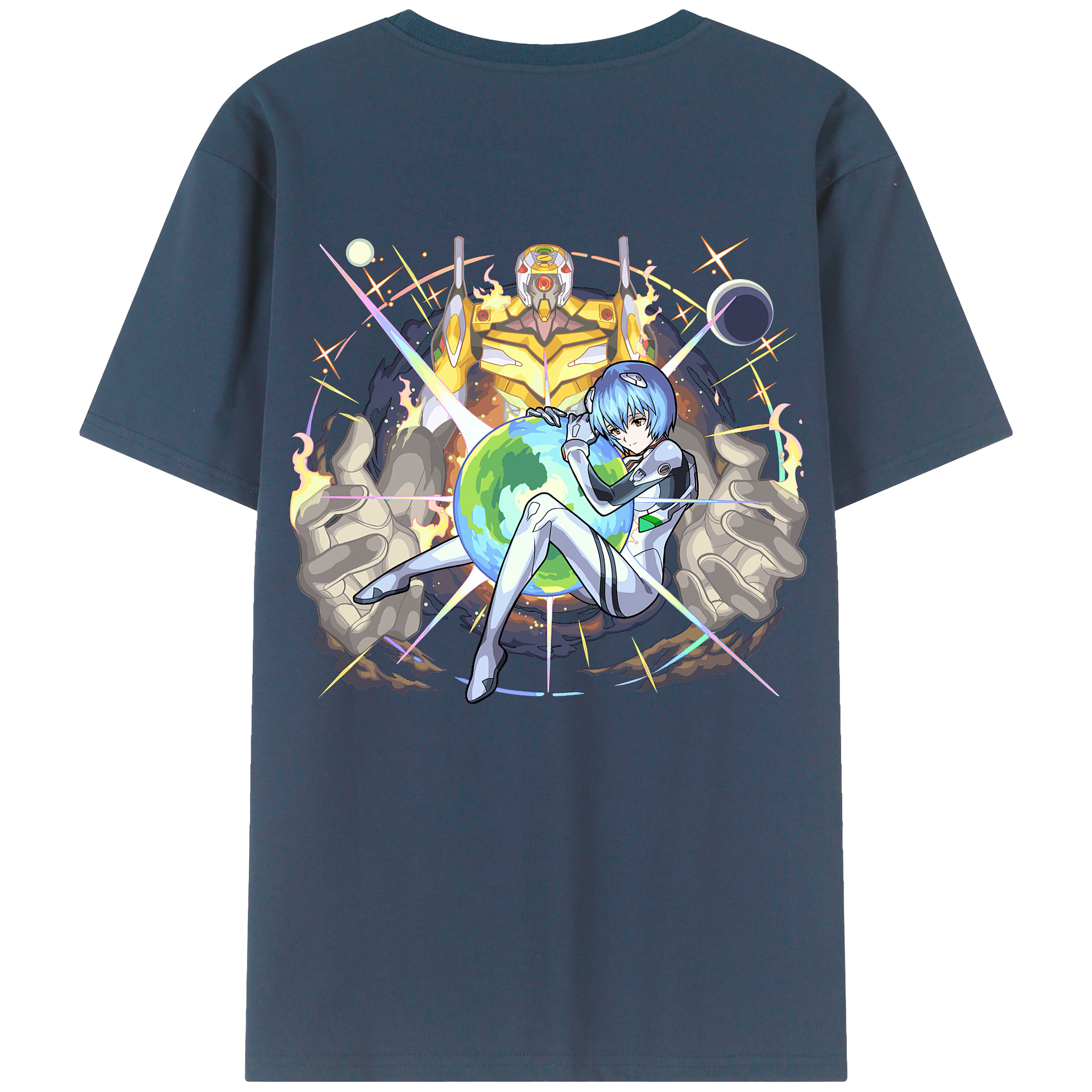 （画像用） EVA 新世紀エヴァンゲリオン 綿100％ メンズ半袖Tシャツ（バックプリント） 通気性