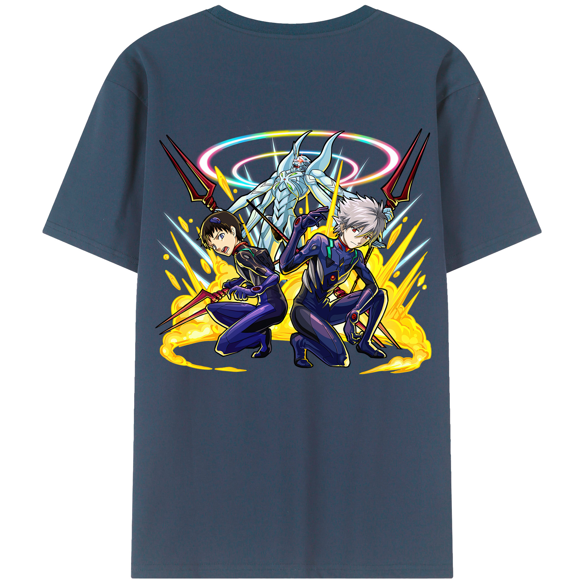 （画像用） EVA 新世紀エヴァンゲリオン 綿100％ メンズ半袖Tシャツ（バックプリント） 通気性