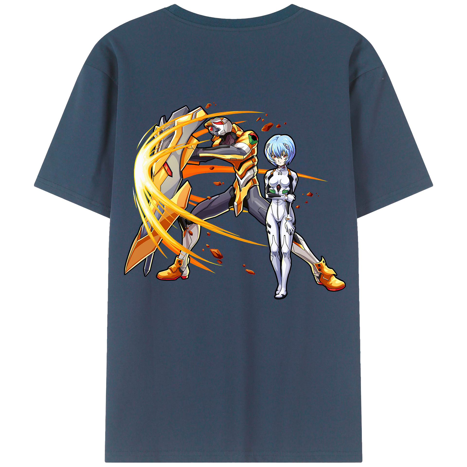 （画像用） EVA 新世紀エヴァンゲリオン 綿100％ メンズ半袖Tシャツ（バックプリント） 通気性
