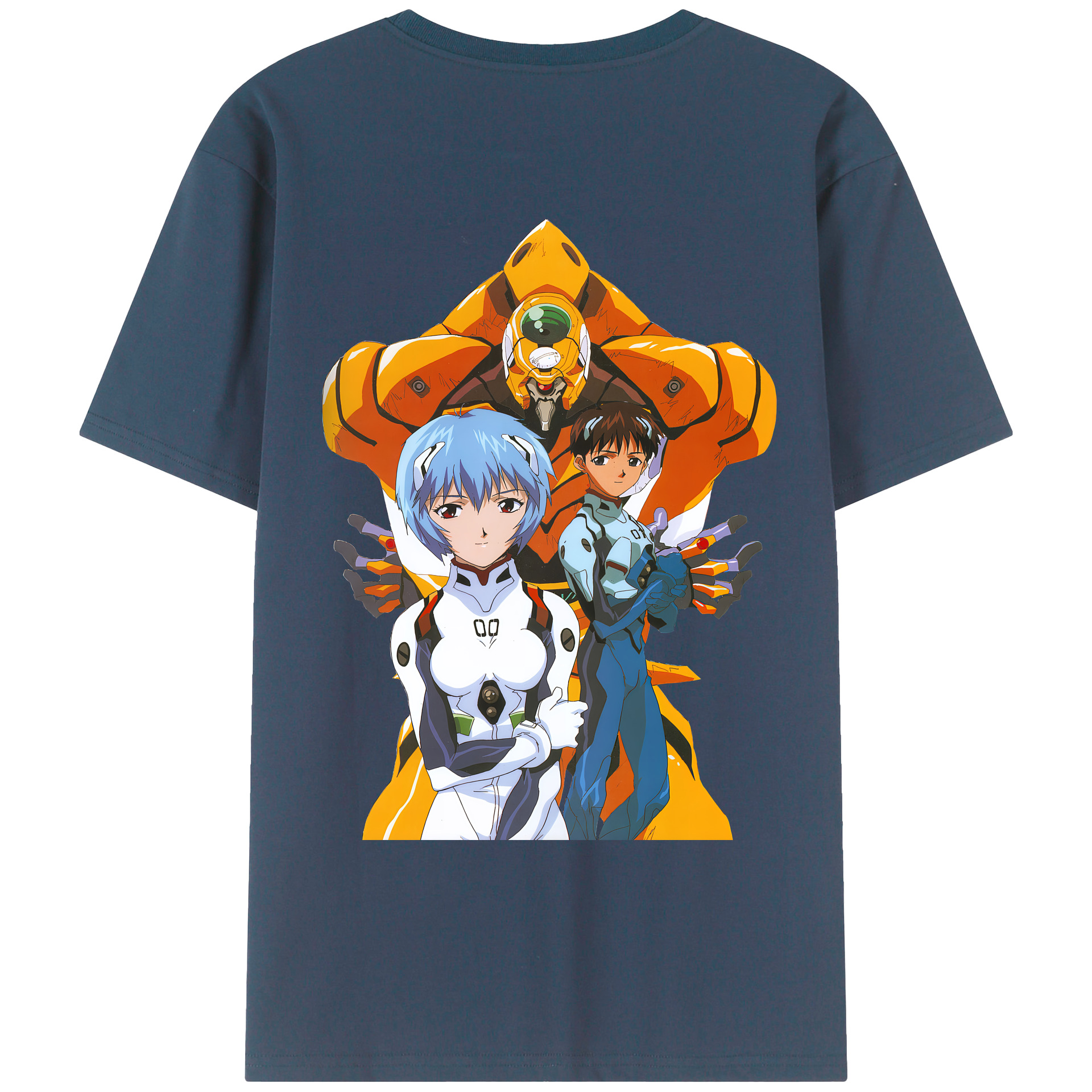 （画像用） EVA 新世紀エヴァンゲリオン 綿100％ メンズ半袖Tシャツ（バックプリント） 通気性