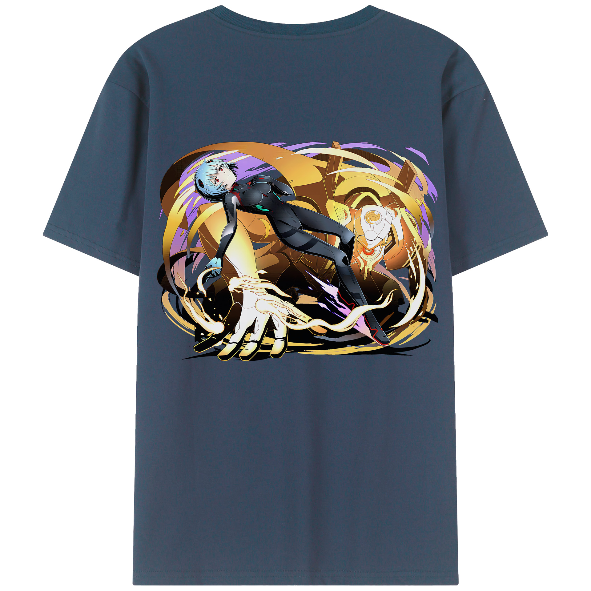 （画像用） EVA 新世紀エヴァンゲリオン 綿100％ メンズ半袖Tシャツ（バックプリント） 通気性