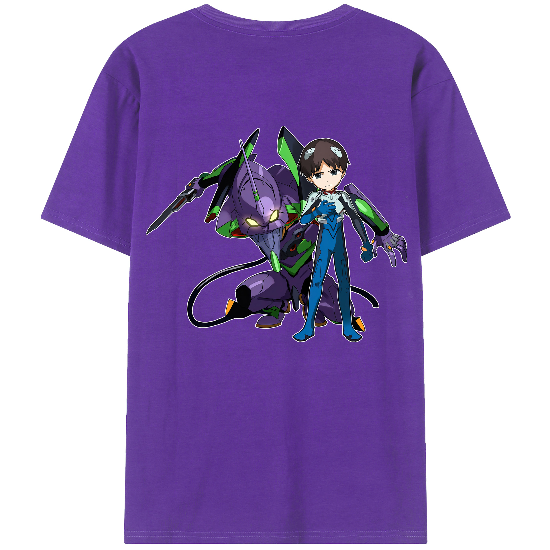 （画像用） EVA 新世紀エヴァンゲリオン 綿100％ メンズ半袖Tシャツ（バックプリント） 通気性