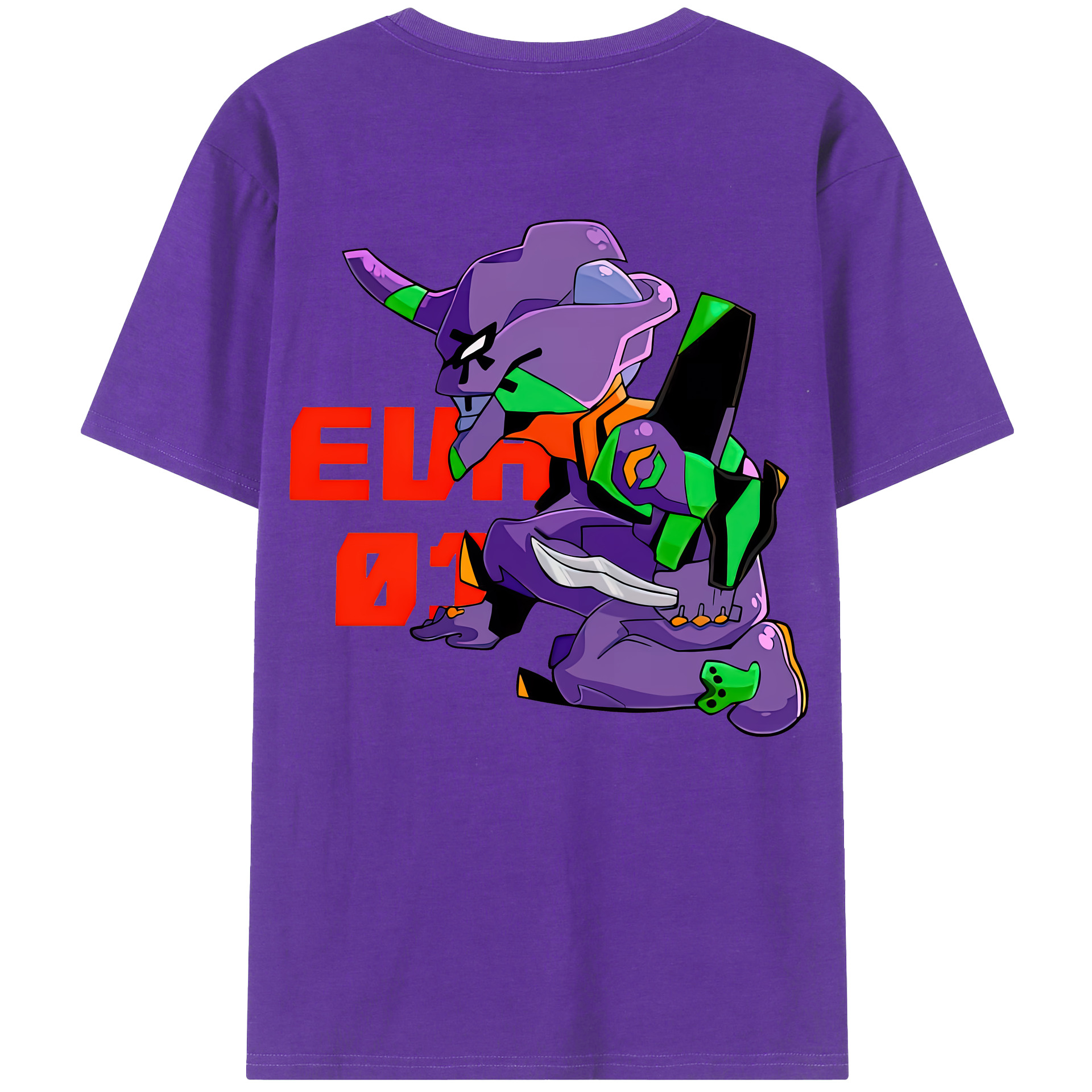（画像用） EVA 新世紀エヴァンゲリオン 綿100％ メンズ半袖Tシャツ（バックプリント） 通気性