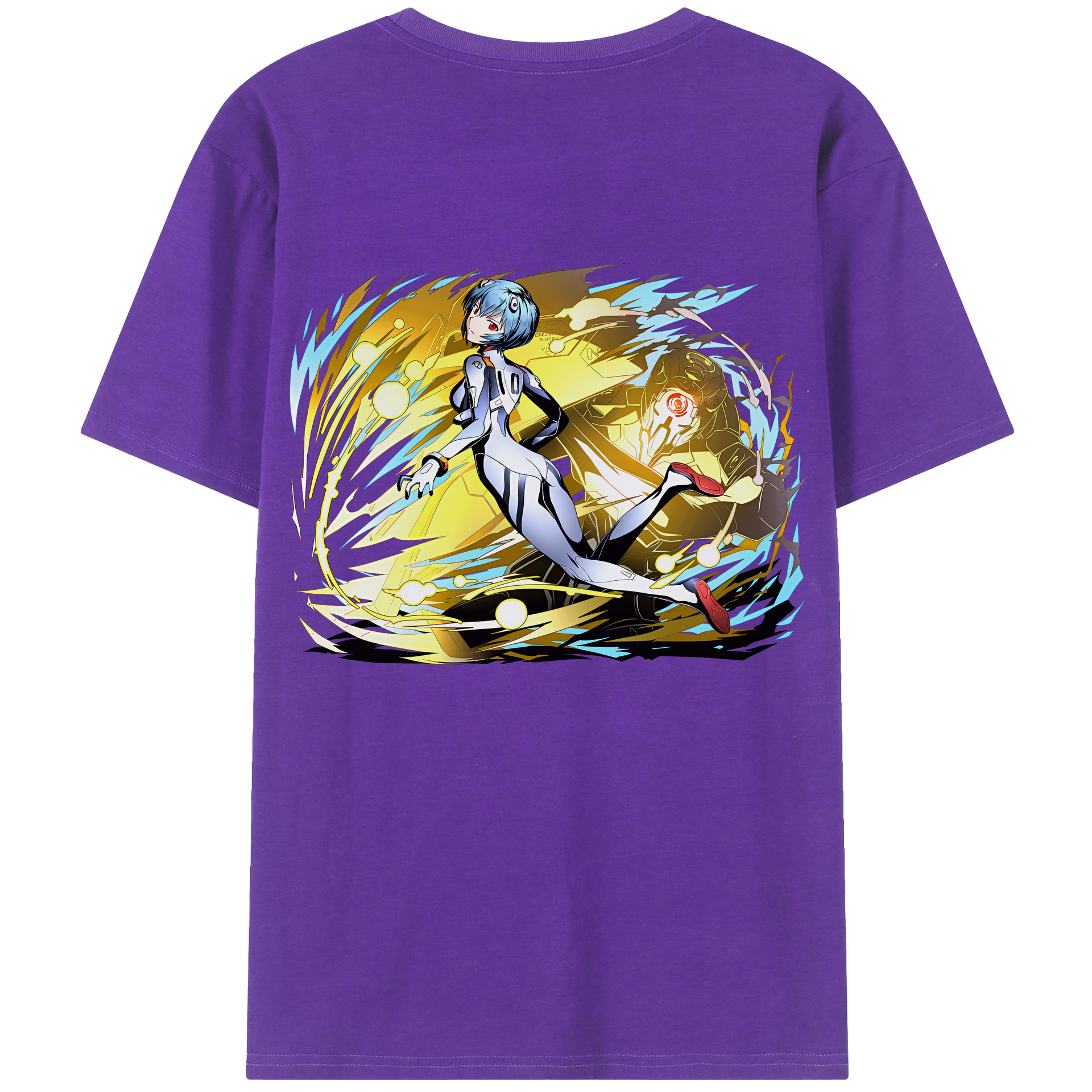 （画像用） EVA 新世紀エヴァンゲリオン 綿100％ メンズ半袖Tシャツ（バックプリント） 通気性